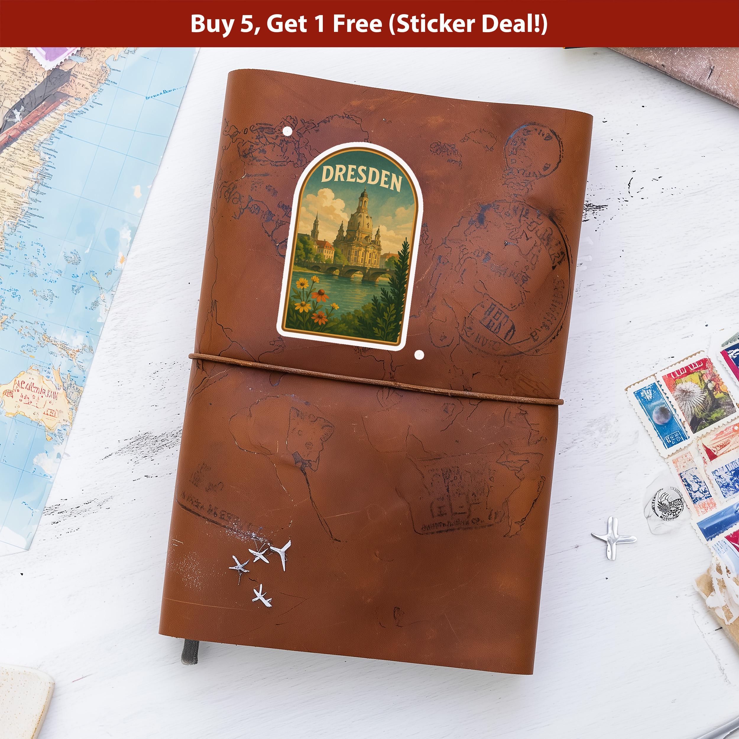 Dresden Germany Sticker, Vintage City Vinyl Decal, Retro Travel Lover Collection, Journal Scrapbook