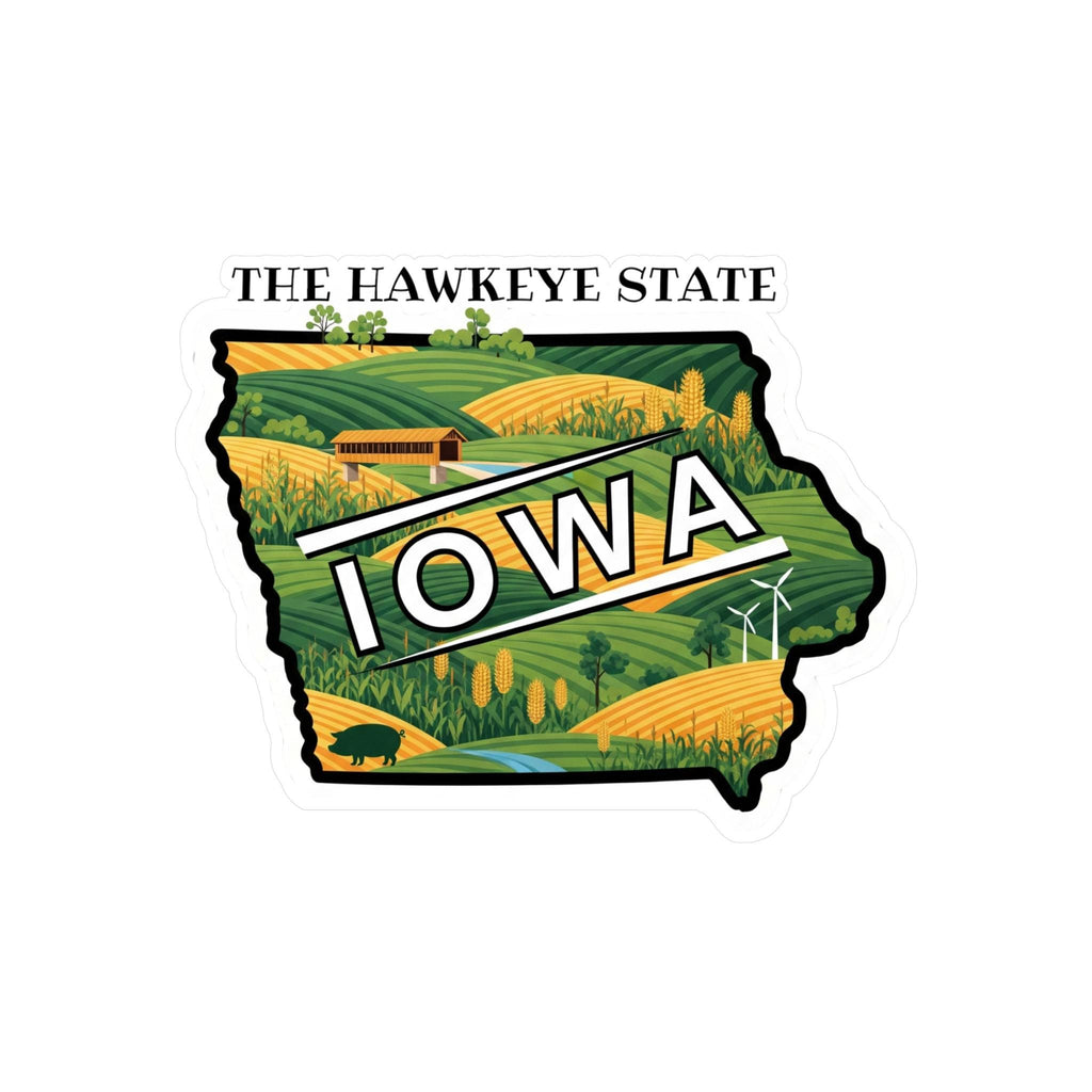 Iowa State Sticker, USA Kiss-Cut Vinyl, Landmark Waterproof Decal, United States Travel Collection