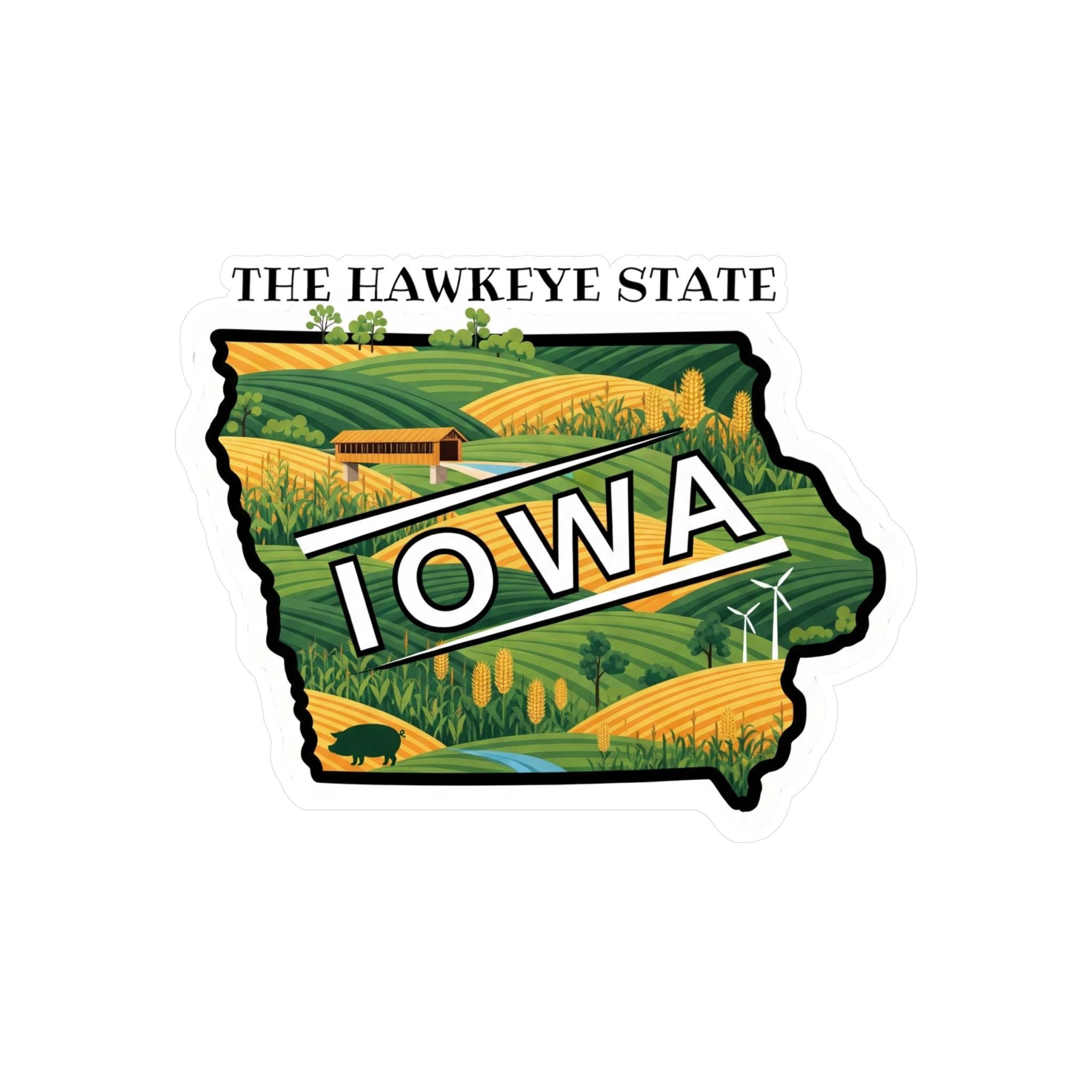 Iowa State Sticker, USA Kiss-Cut Vinyl, Landmark Waterproof Decal, United States Travel Collection