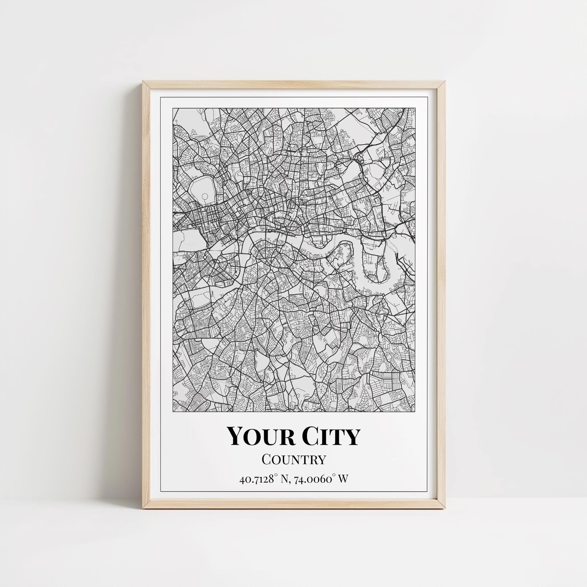 Custom City Map, Personalized Any City Map Wall art Digital & Print