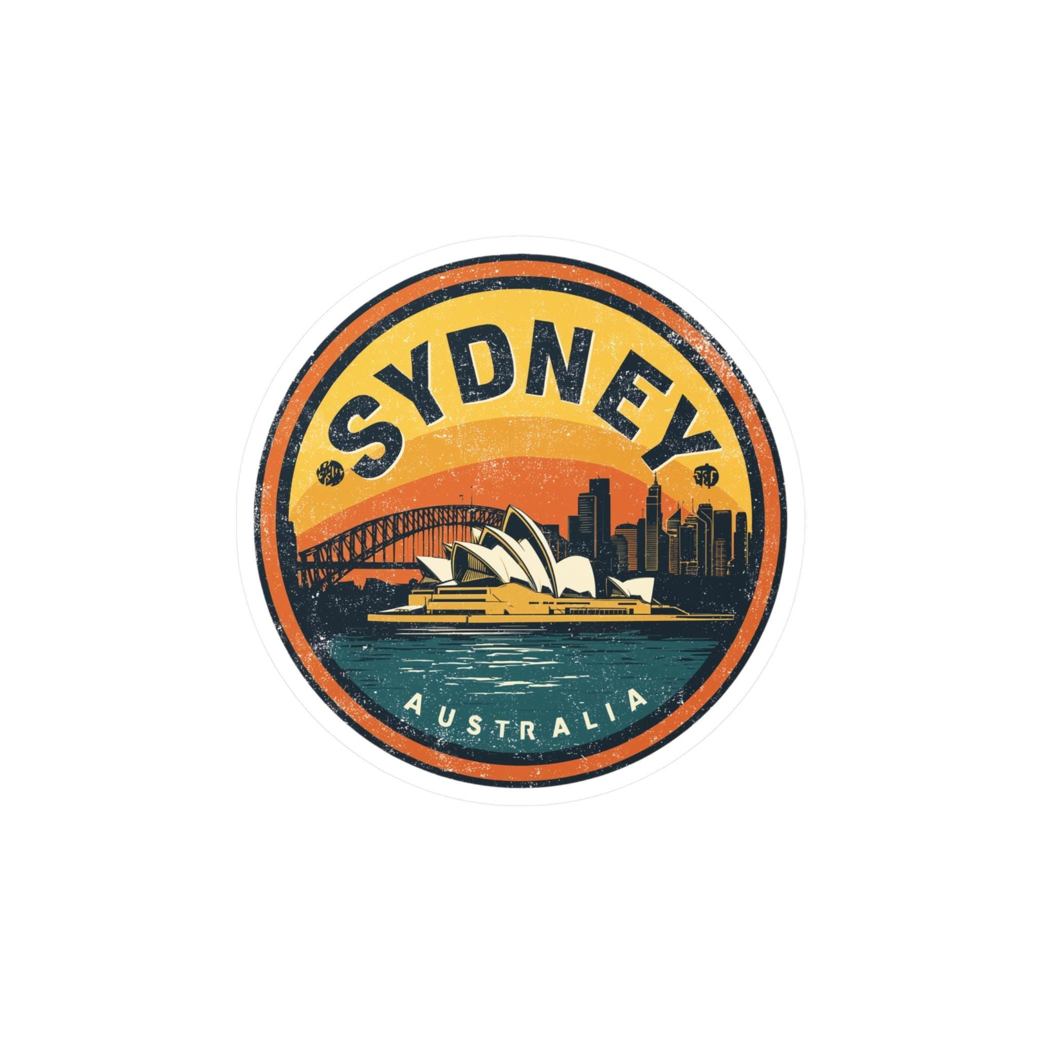 Sydney Vintage Kiss-Cut Vinyl, Waterproof Decal, Retro Travel Lover Collection