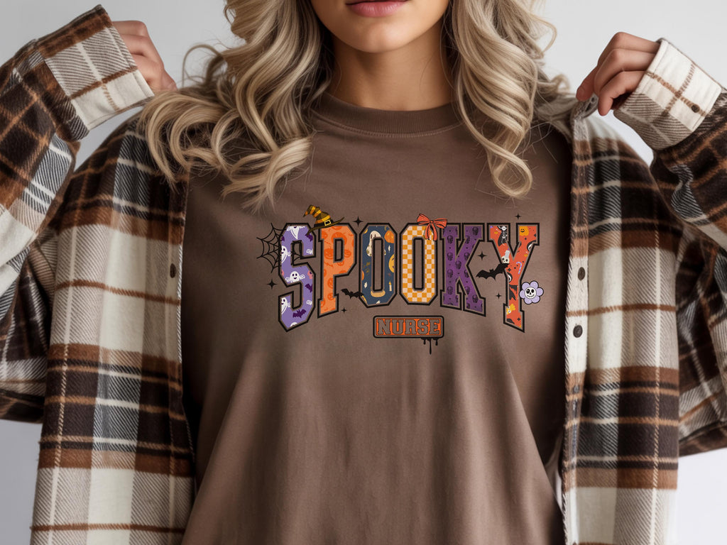 Spooky Nurse Sweatshirt, Retro Halloween RN Outfit