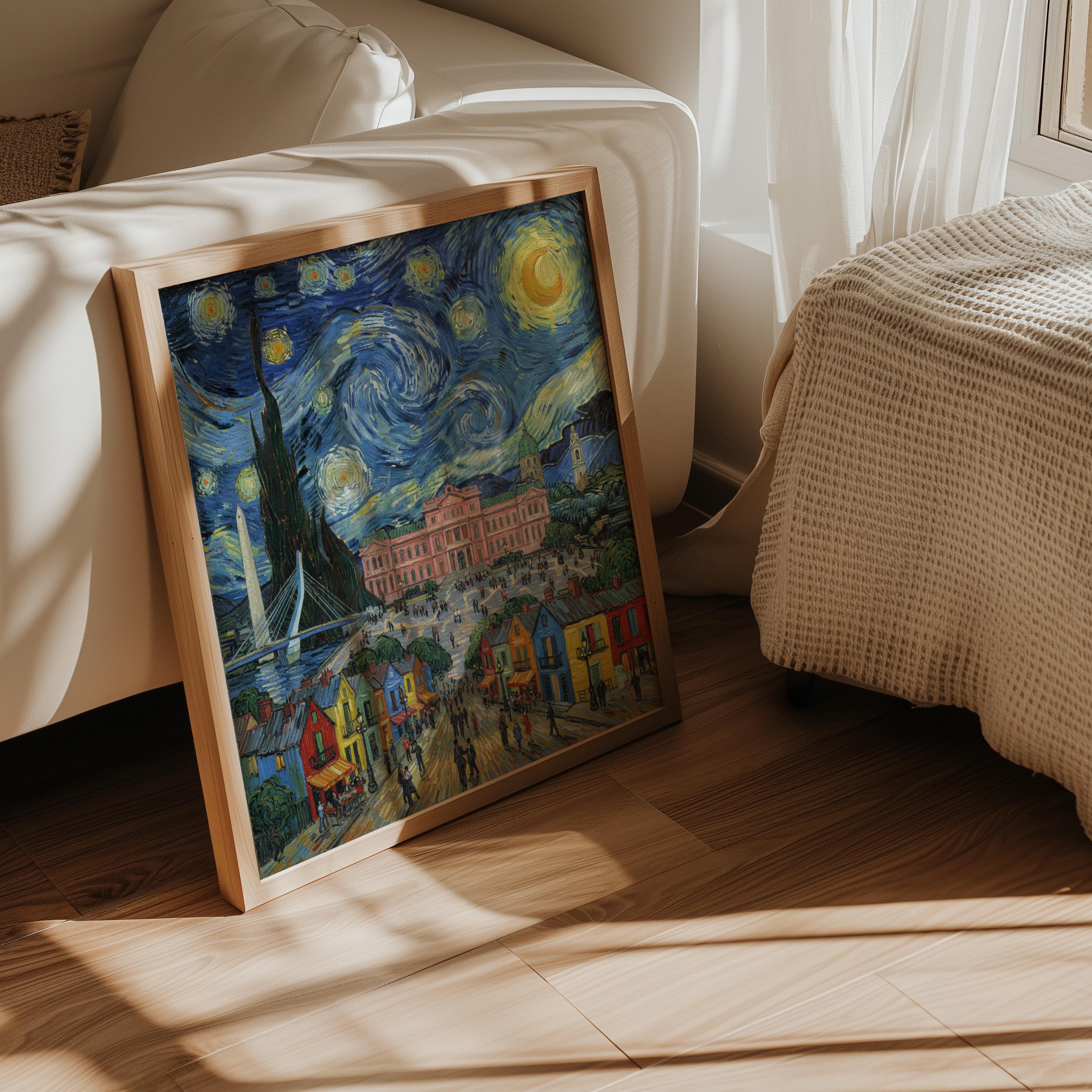 Buenos Aires Argentina Starry Night Wall Art, Van Gogh Print, Travel Gift Home Decor