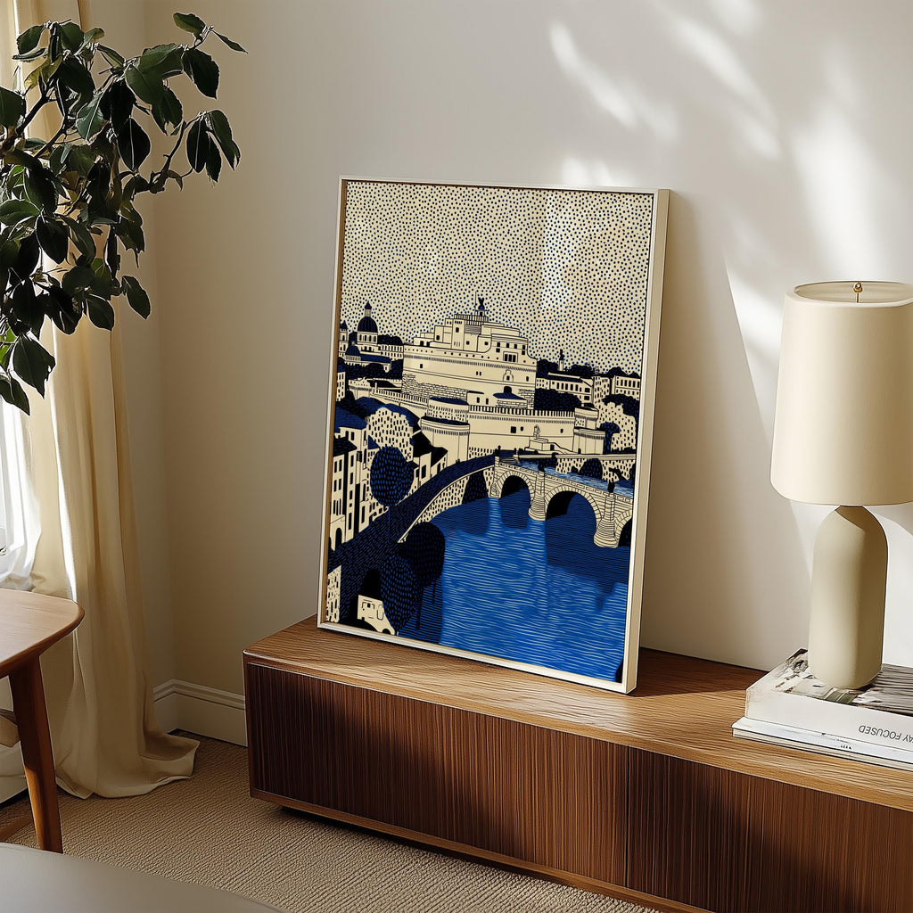 Castel Sant'Angelo Italy Wall Art Print, Pop Art Modern Poster Travel gift