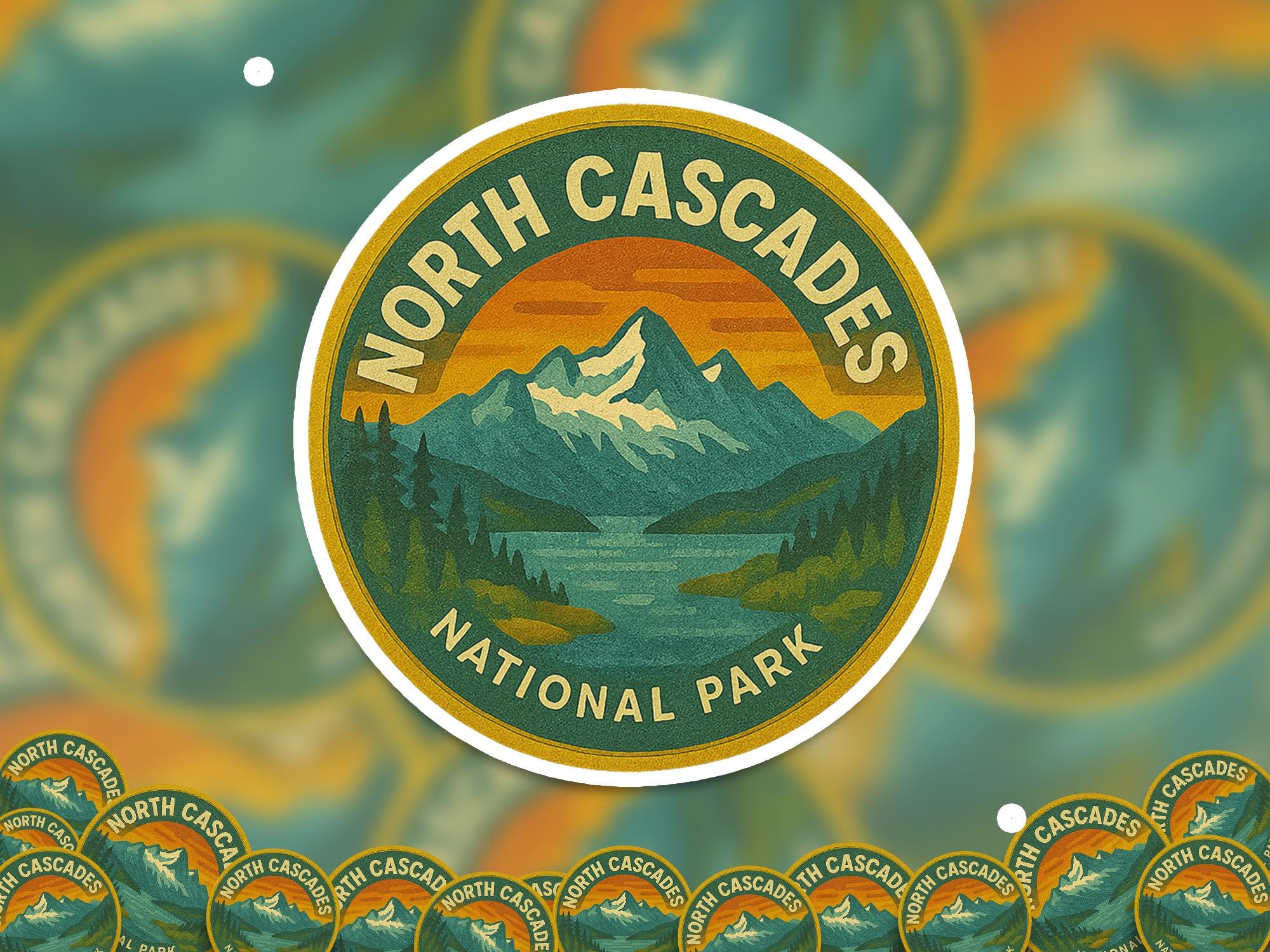 North Cascades National Park Sticker, Retro Vinyl Waterproof Decal, Vintage USA Travel Collection