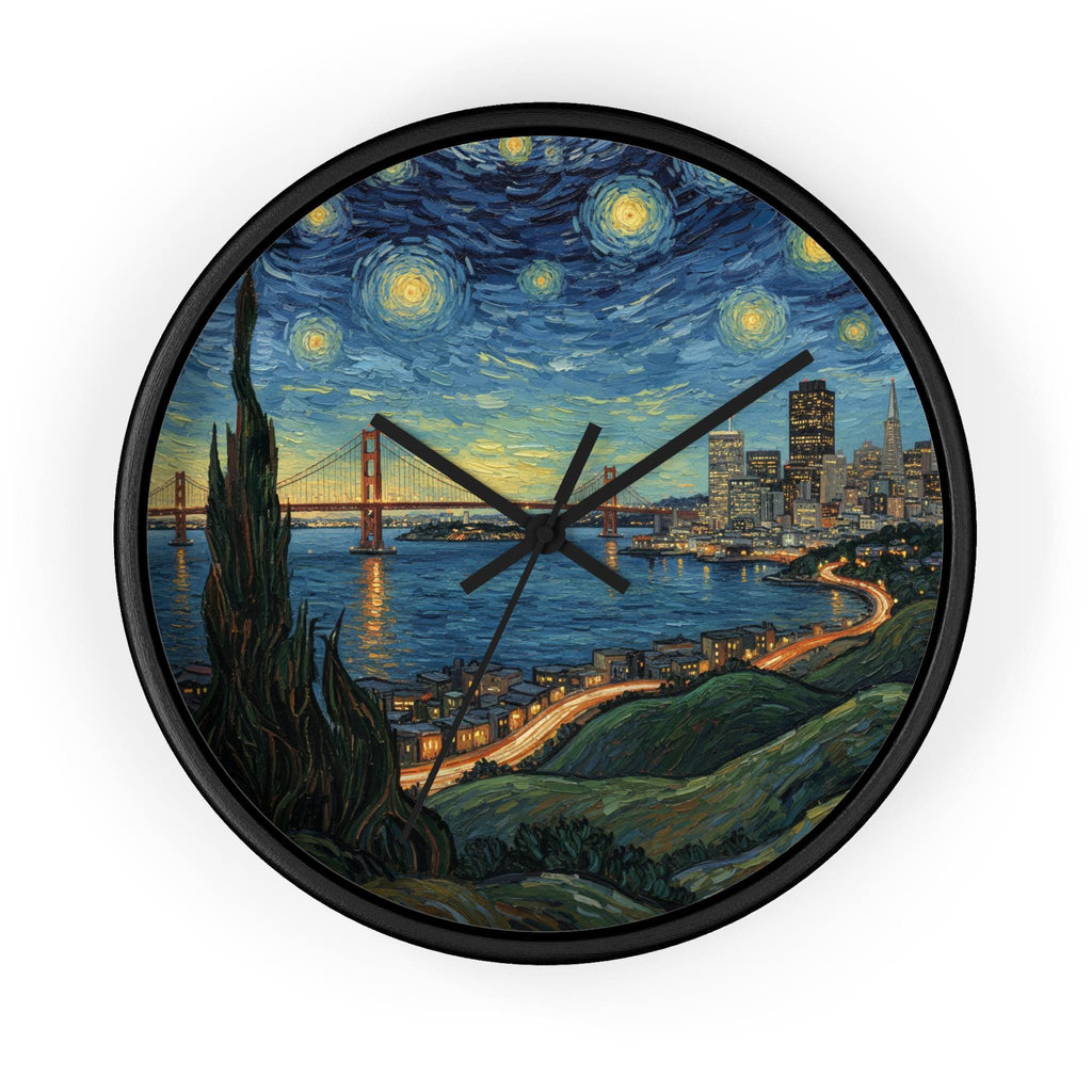 San Francisco California Wall Clock Vintage Van Gogh Starry Night Home Gift