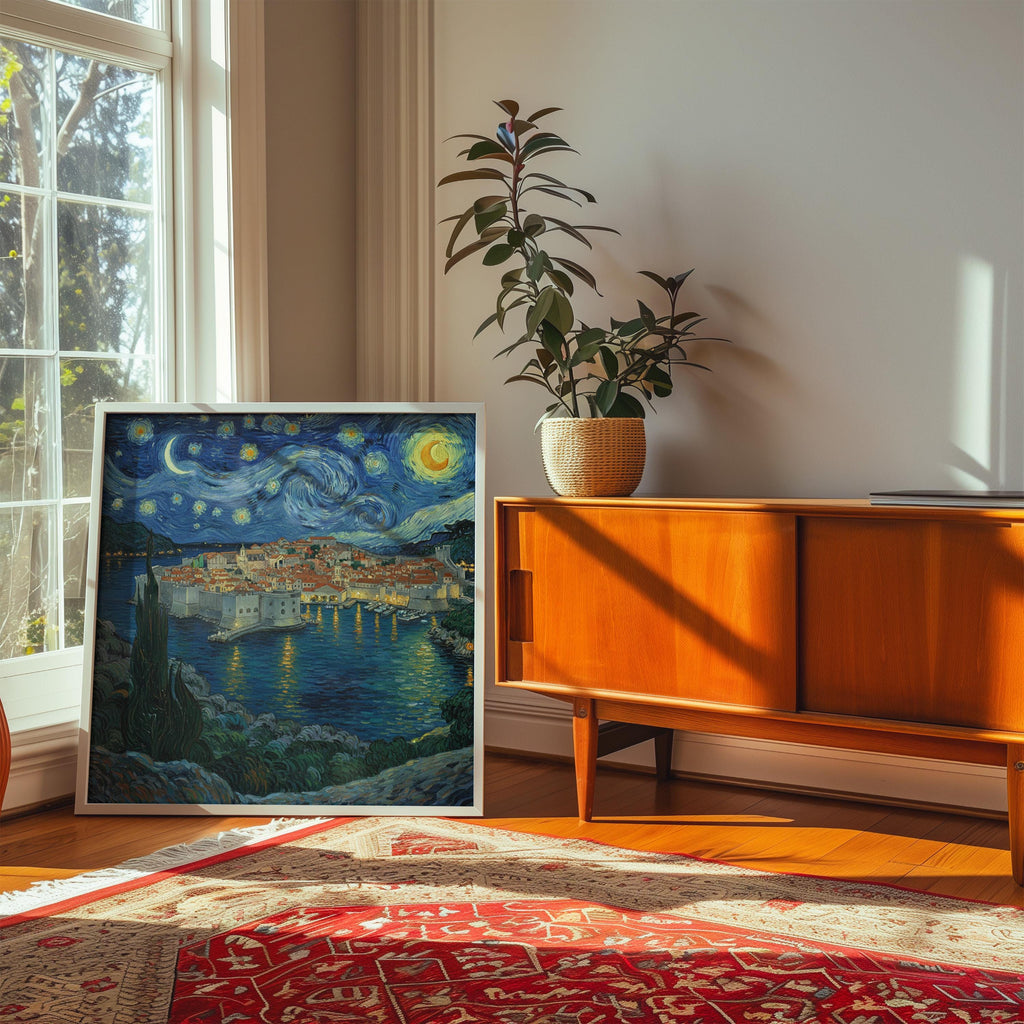 Dubrovnik Croatia Starry Night Wall Art, Van Gogh Print, Travel Gift Home Decor