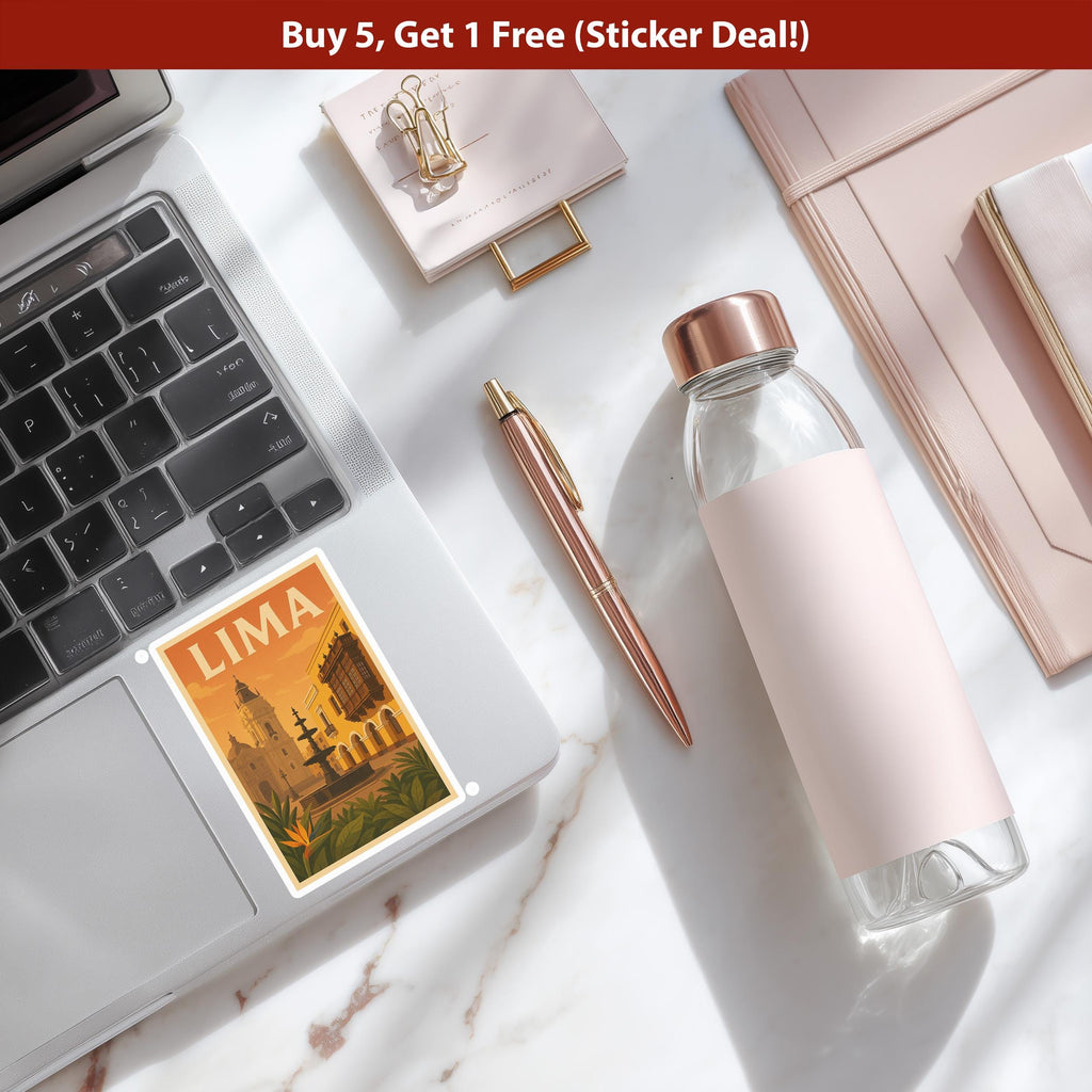 Lima Peru Sticker, Vintage City Vinyl Decal, Retro Travel Lover Collection, Journal Scrapbook