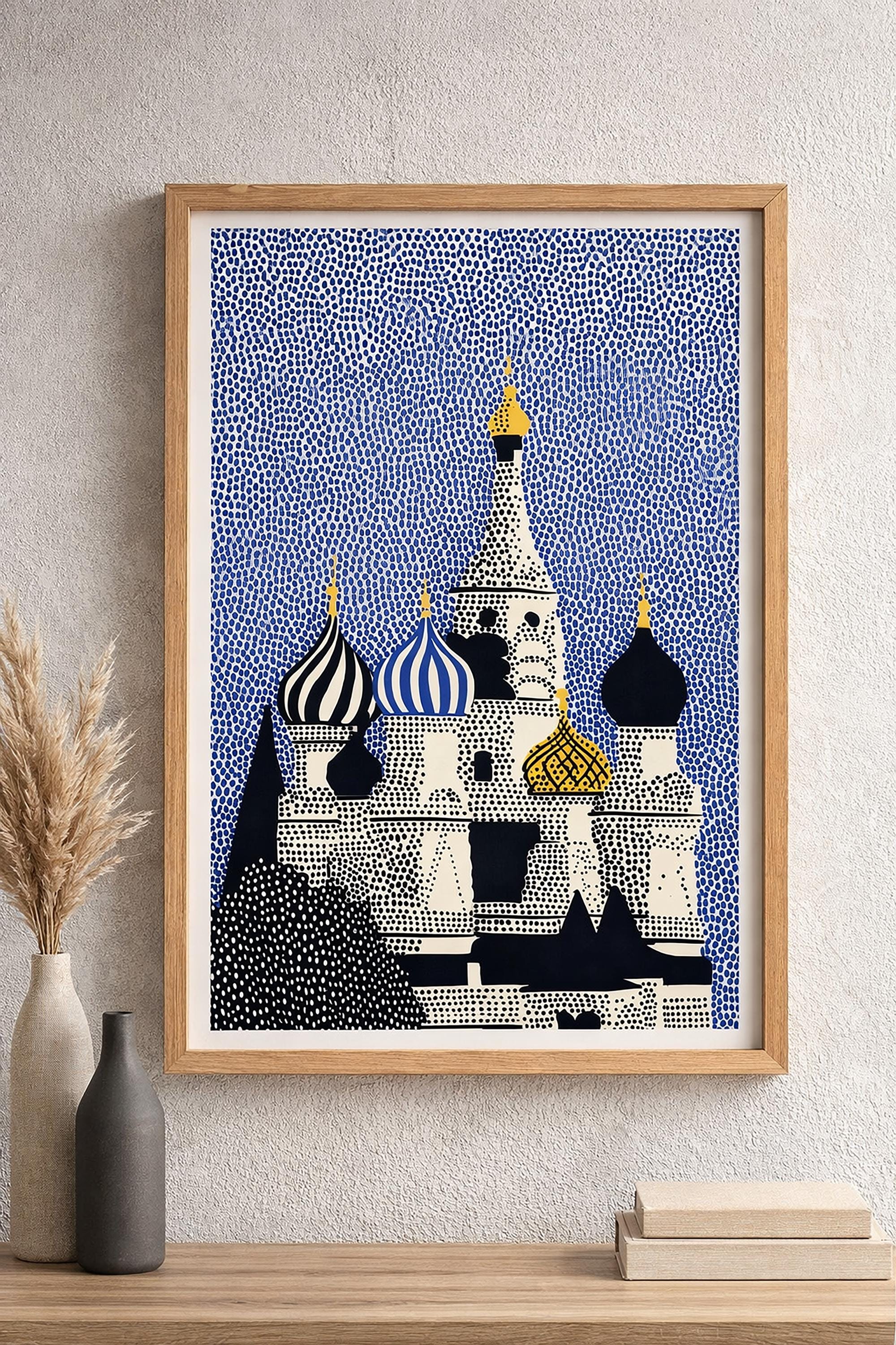 Moscow Wall Art Print, Pop Art St Basil's Cathedral Modern Poster Travel gift Decor