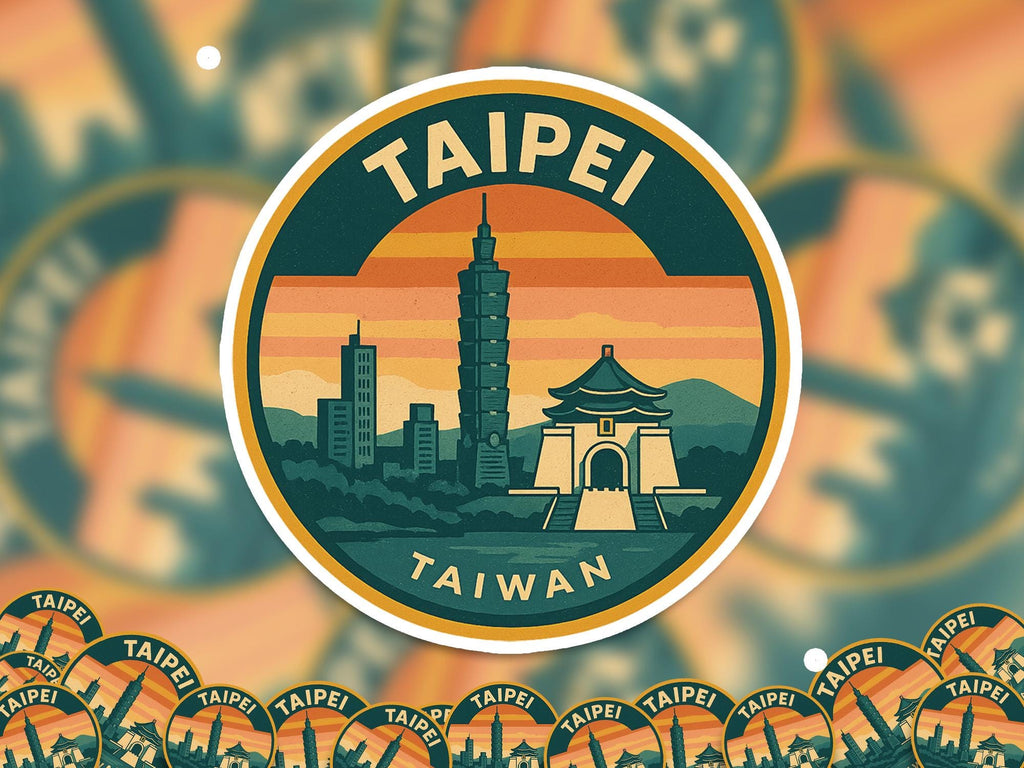 Taipei Taiwan Kiss-Cut Vinyl, Waterproof Decal, Retro Travel Lover Collection