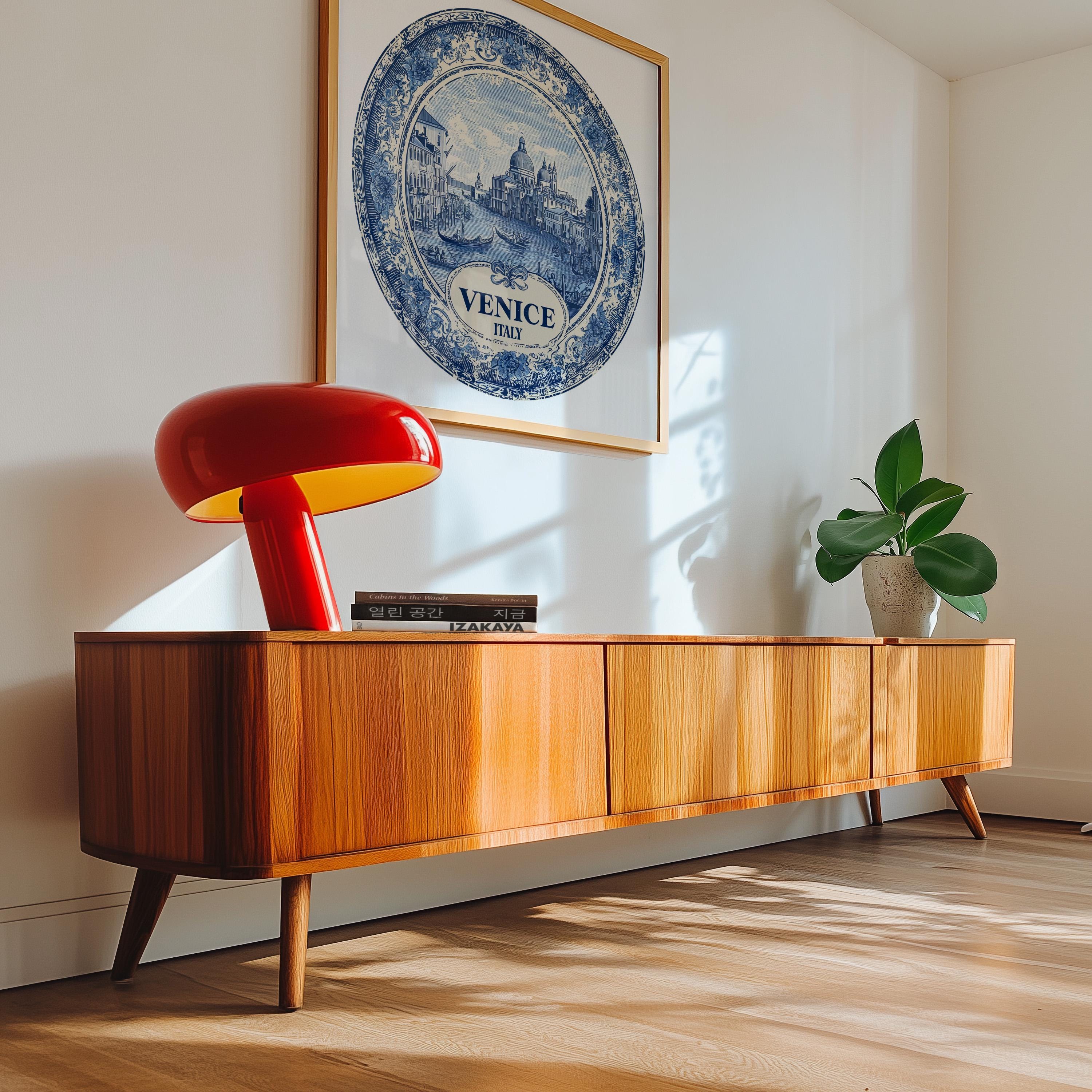 Venice Italy Wall Art, Vintage Delft Blue Poster, City Print, Travel Home Decor