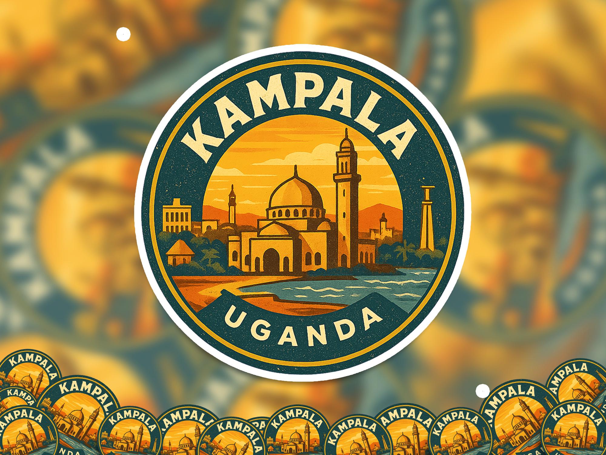 Kampala Uganda Sticker Kiss-Cut Vinyl, Waterproof Decal, Retro Travel Lover Collection