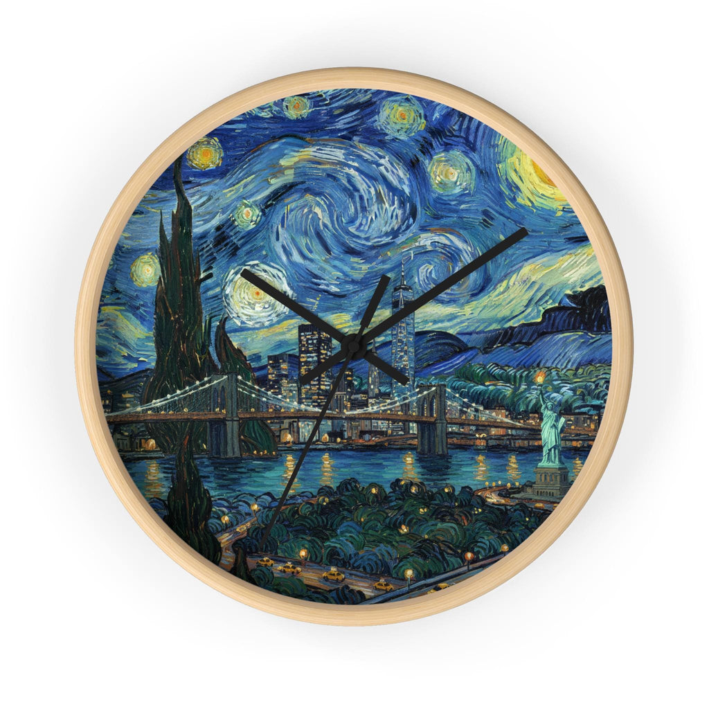 New York Wall Clock Vintage Van Gogh Starry Night NYC Home Gift