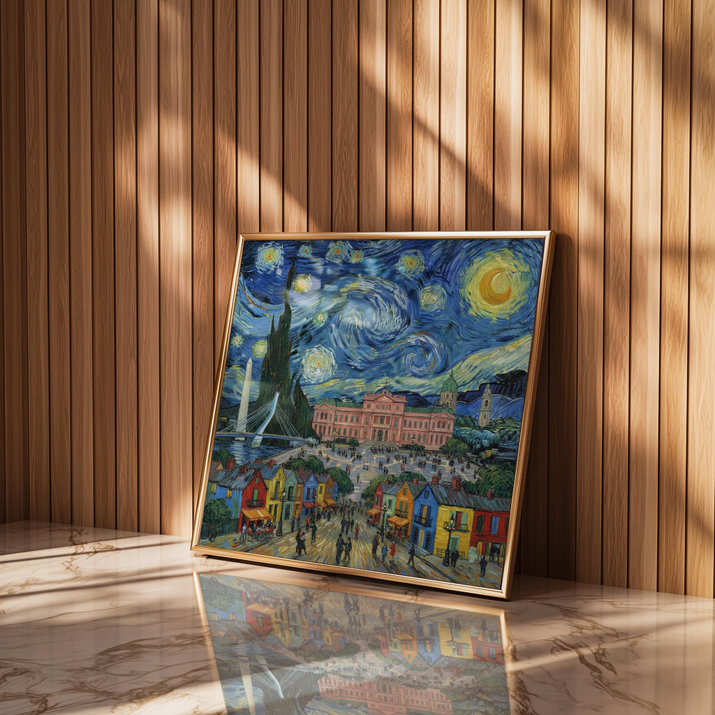 Buenos Aires Argentina Starry Night Wall Art, Van Gogh Print, Travel Gift Home Decor