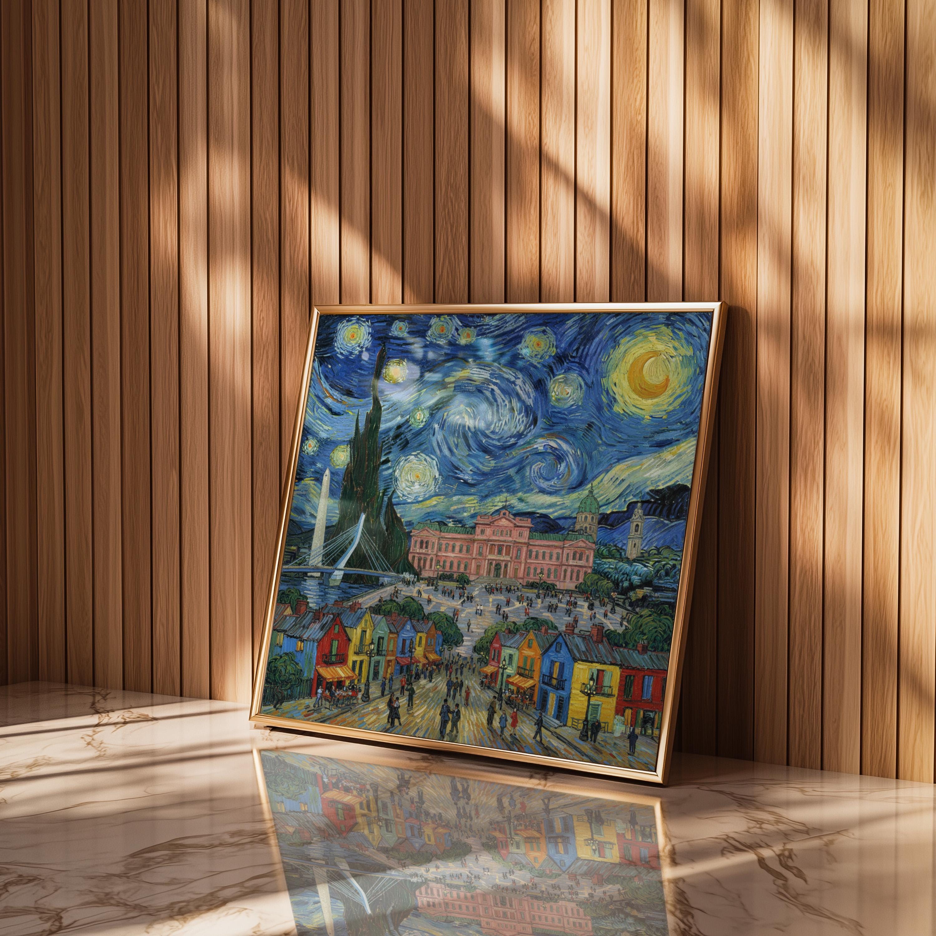 Buenos Aires Argentina Starry Night Wall Art, Van Gogh Print, Travel Gift Home Decor
