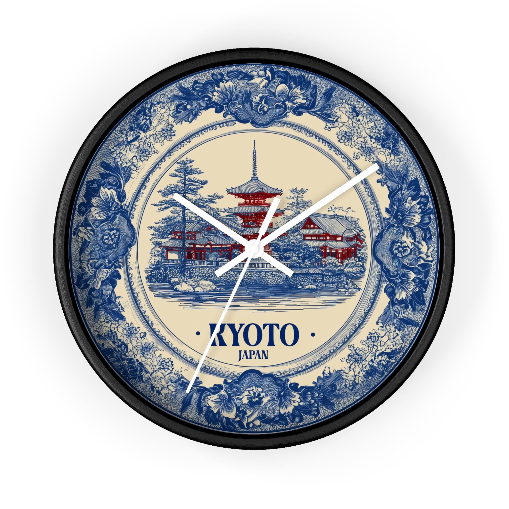 Kyoto Japan Wall Clock, Delf style Home Decor, Vintage City Travel Keepsake Art
