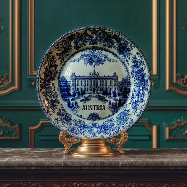 Austria Decorative Plate, Delft Vintage Home Decor Personalized Gift Travel Housewarming Austrian