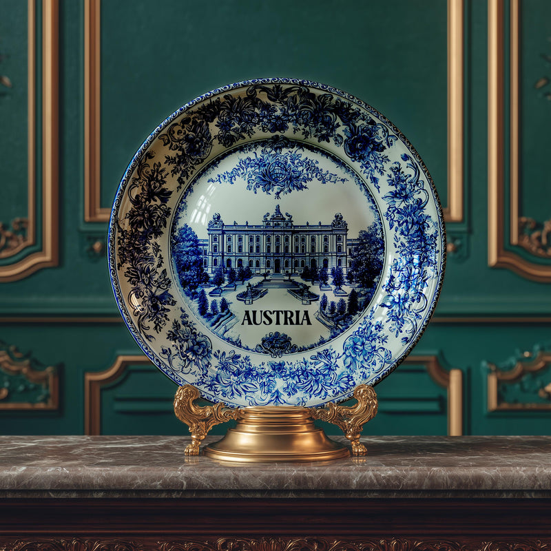 Austria Decorative Plate, Delft Vintage Home Decor Personalized Gift Travel Housewarming Austrian