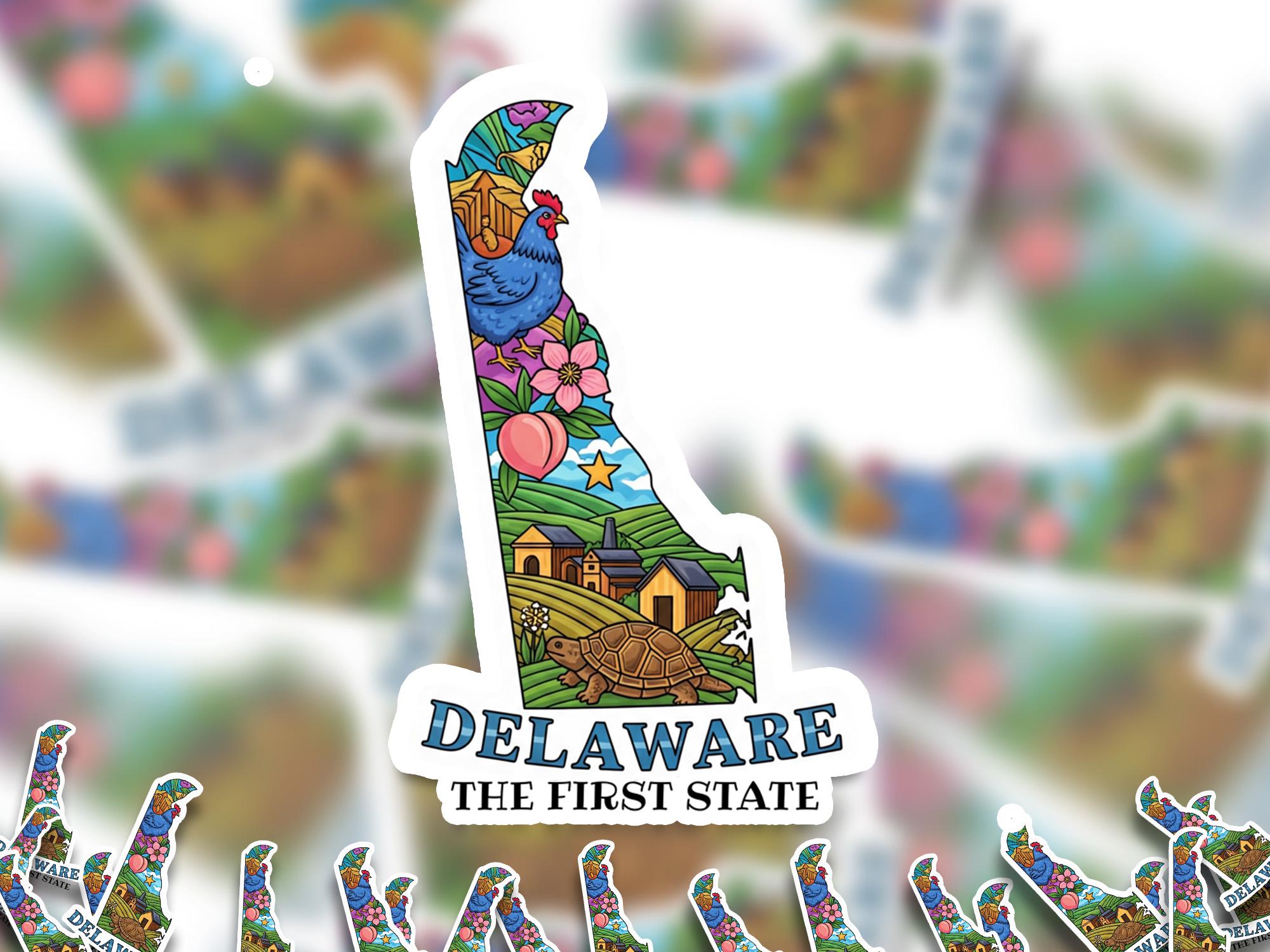 Delaware State Sticker, USA Kiss-Cut Vinyl, Landmark Waterproof Decal, United States Travel Collection