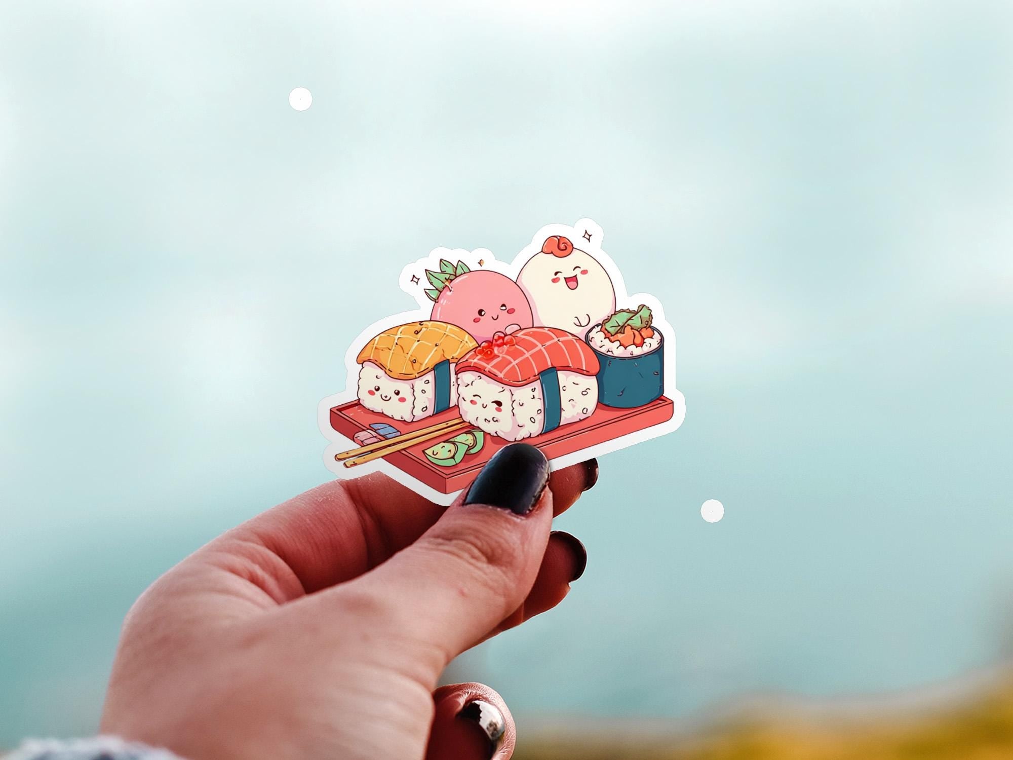 Kawaii Sushi Dish Sticker: Waterproof Vinyl Decal for Laptop & Tumbler
