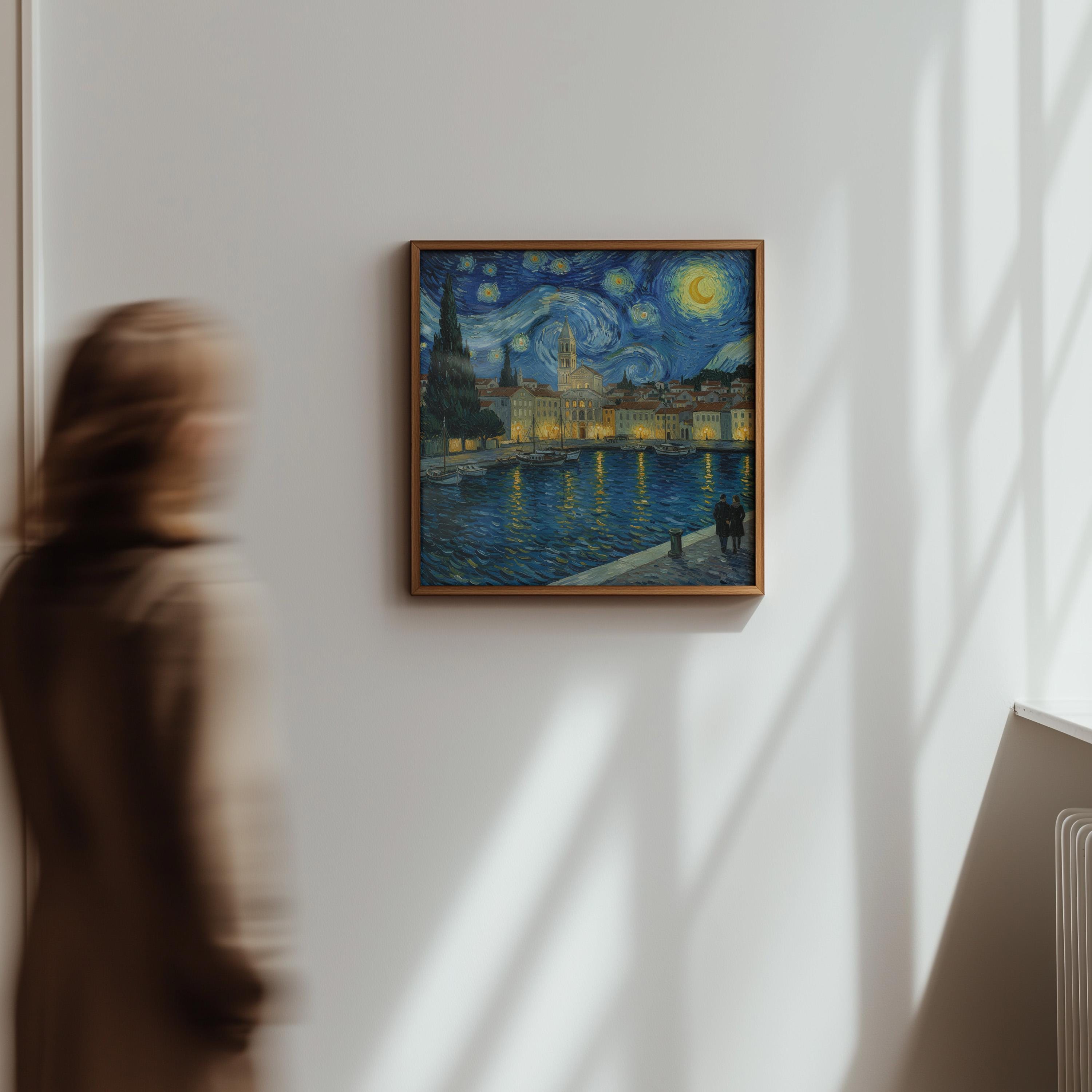 Split Croatia Starry Night Wall Art, Van Gogh Print, Travel Gift Home Decor