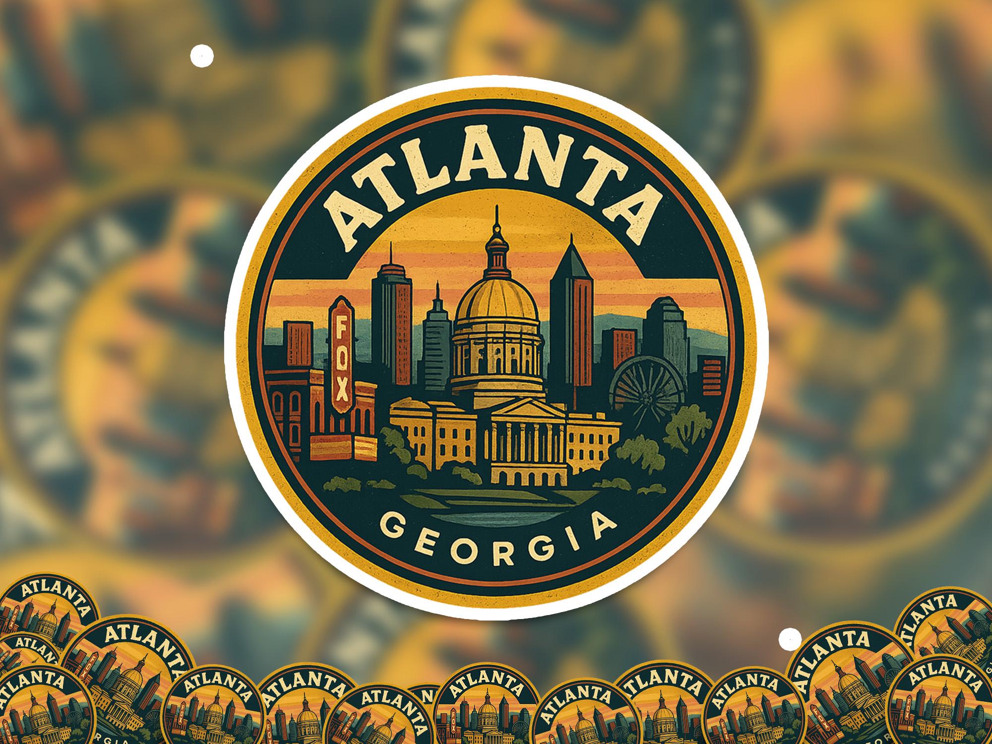 Atlanta Georgia United States Kiss-Cut Vinyl, Waterproof Decal, Retro Travel Lover Collection