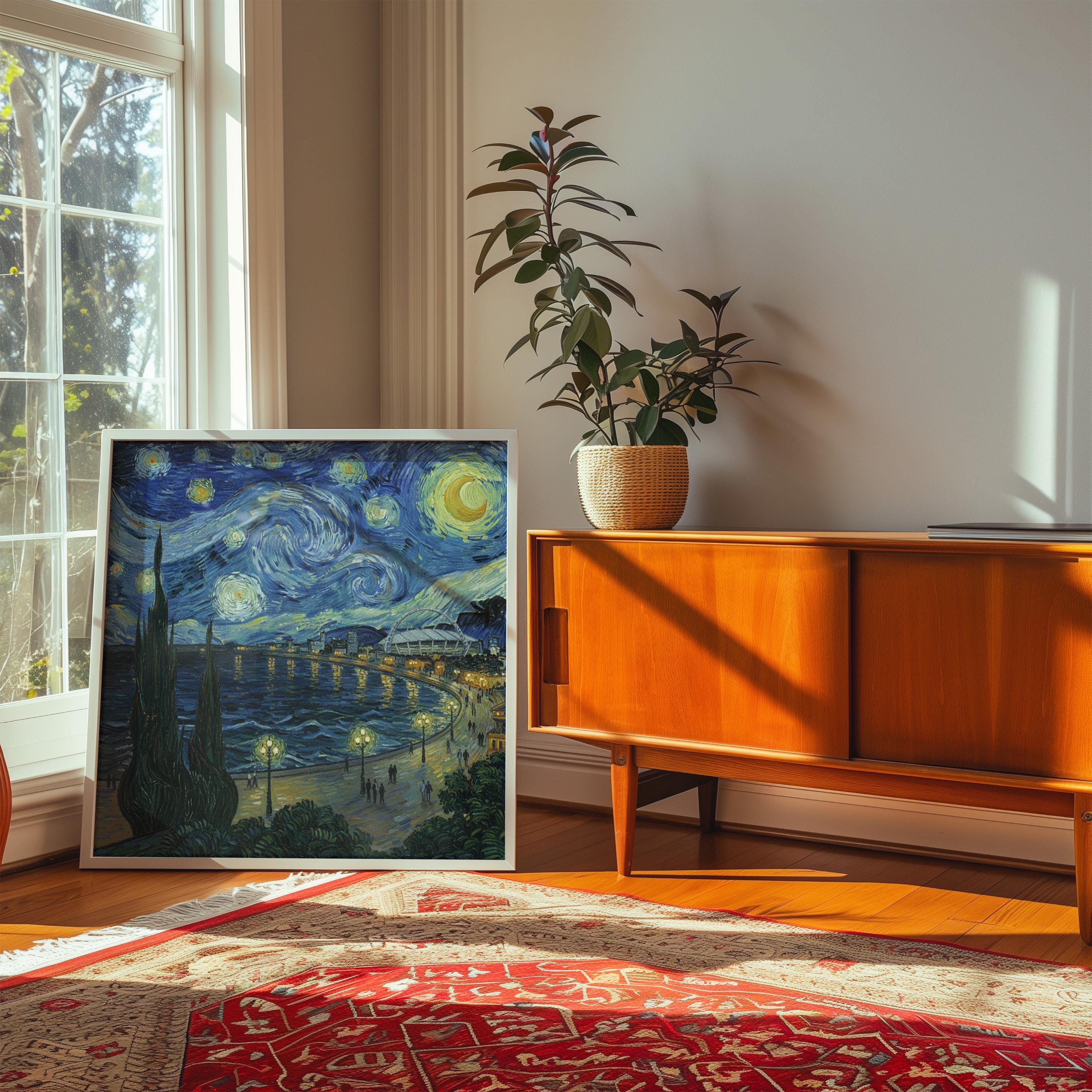 Durban South Africa Starry Night Wall Art, Van Gogh Print, Travel Gift Home Decor