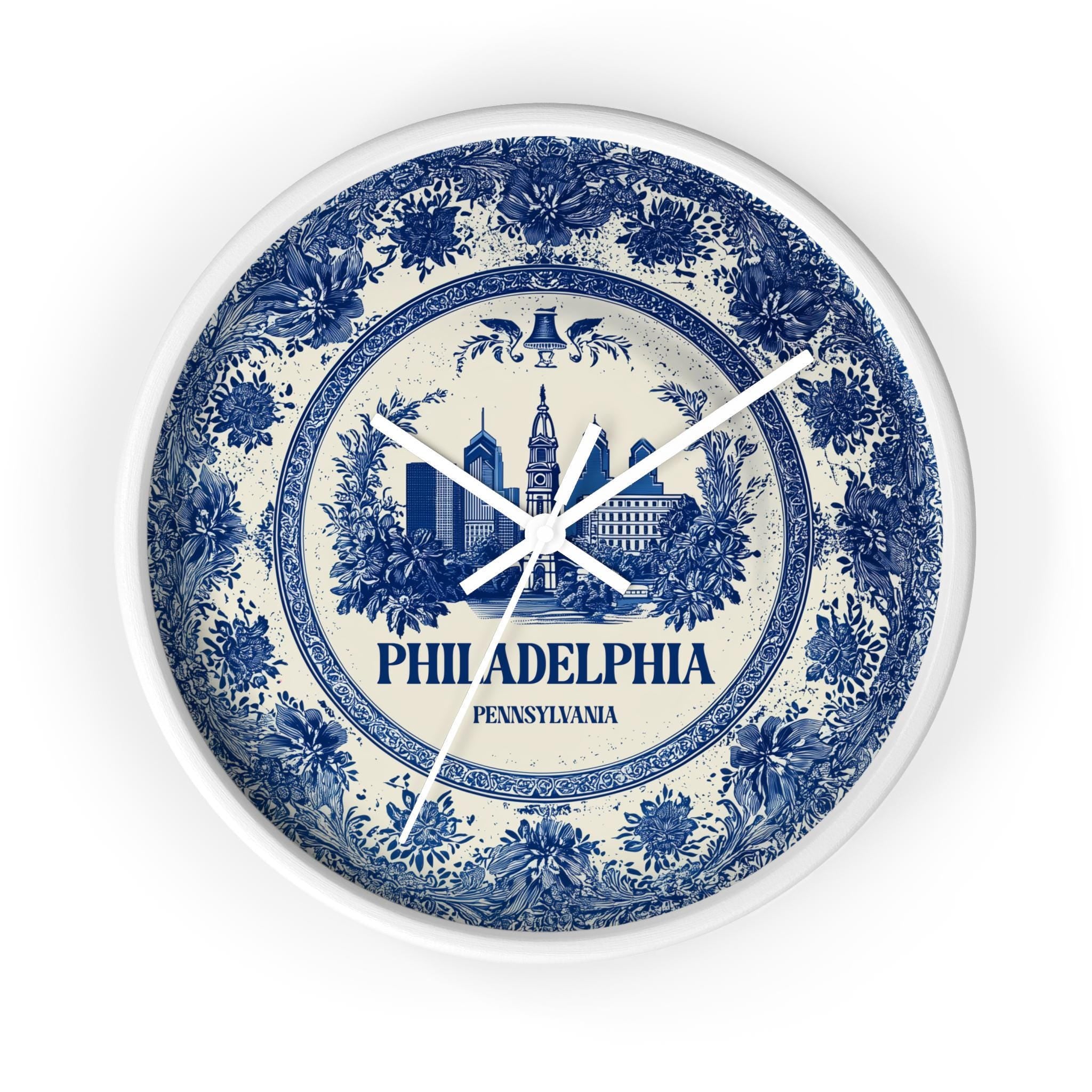 Philadelphia Pennsylvania2 Wall Clock, Delf style Home Decor, Vintage City Travel Keepsake Art