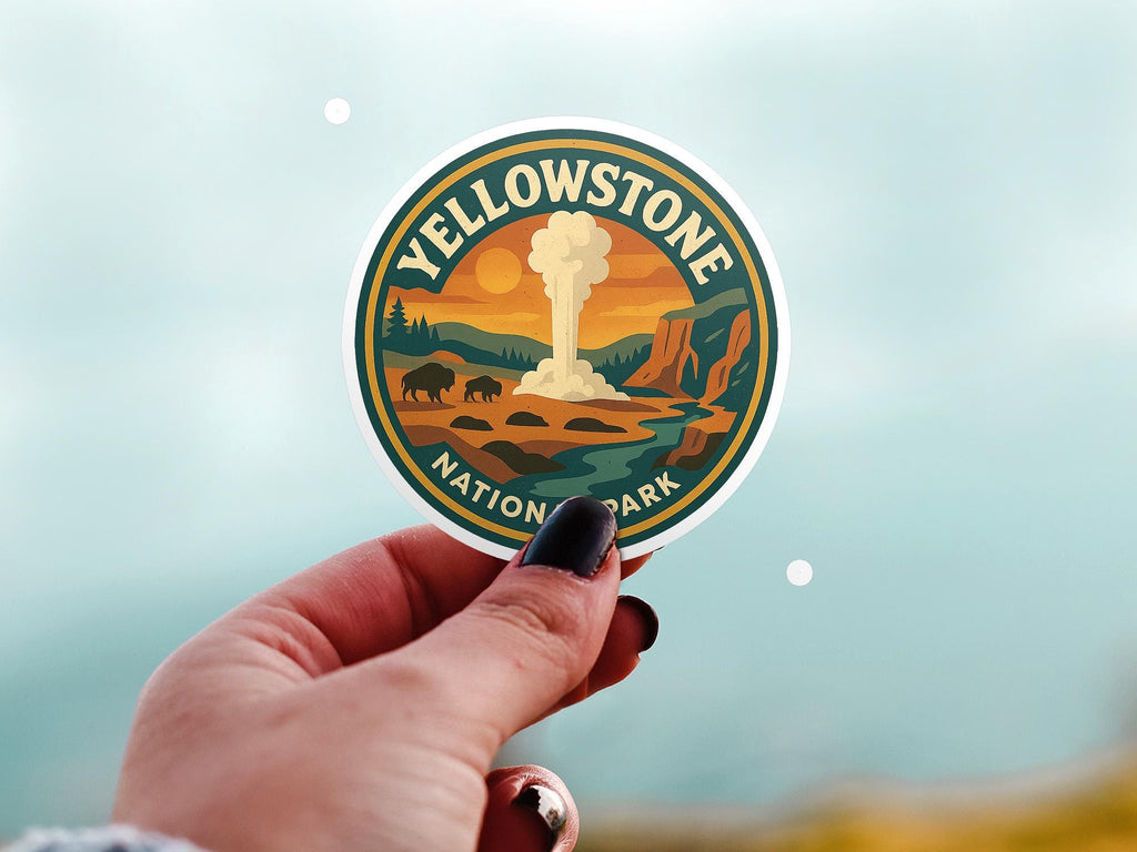 Yellowstone National Park Sticker Kiss-Cut Vinyl, Waterproof Decal, Retro Travel Lover Collection