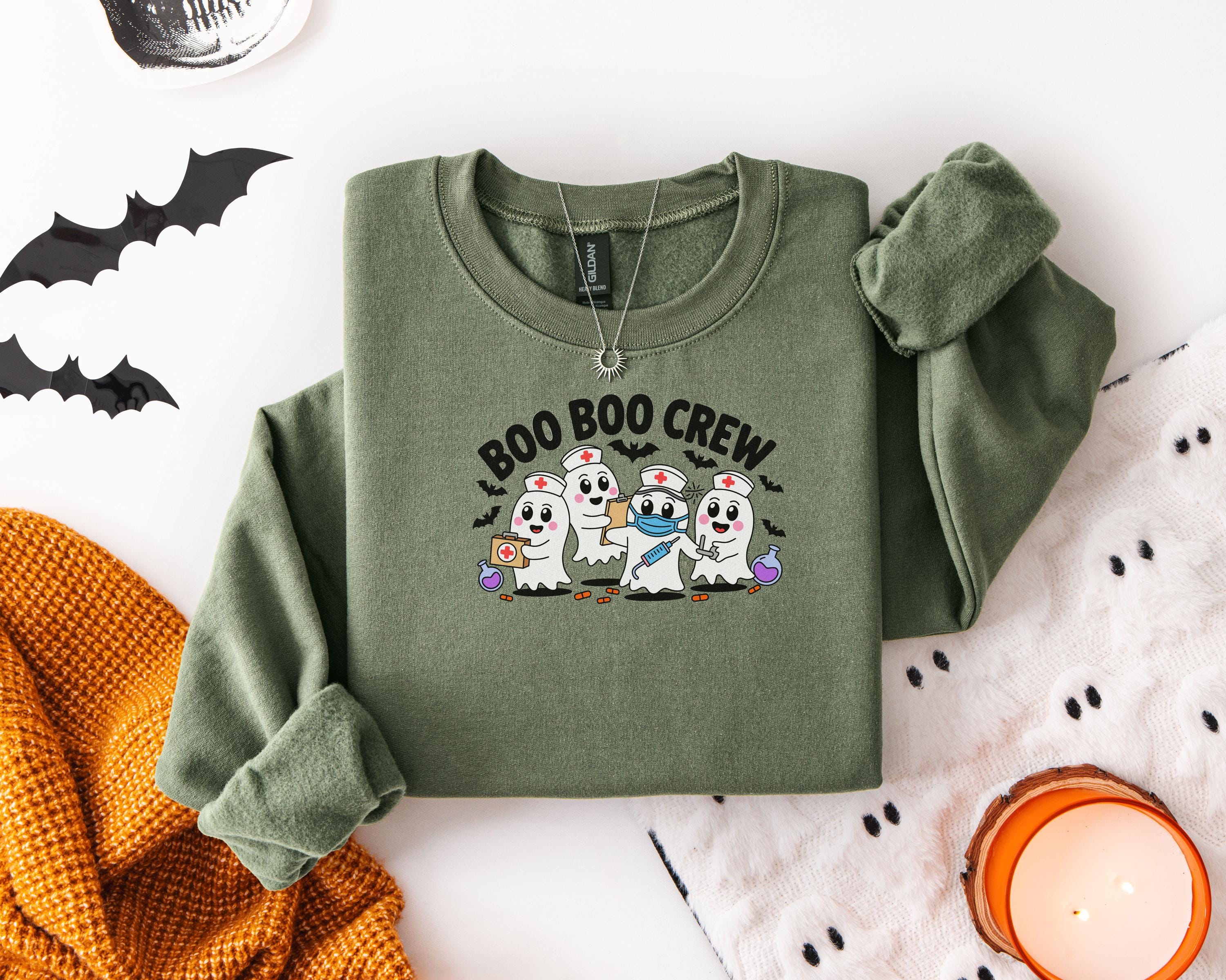 Cute Boo Boo Crew Halloween Nurse Sweatshirt, Medical crew Cute Ghost Shirt, Funny Fall Spooky Season Gift for Nurse or Healthcare Worker