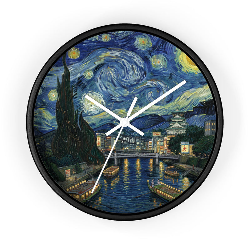 Osaka Japan Wall Clock Vintage Van Gogh Starry Night Japanese Home Gift