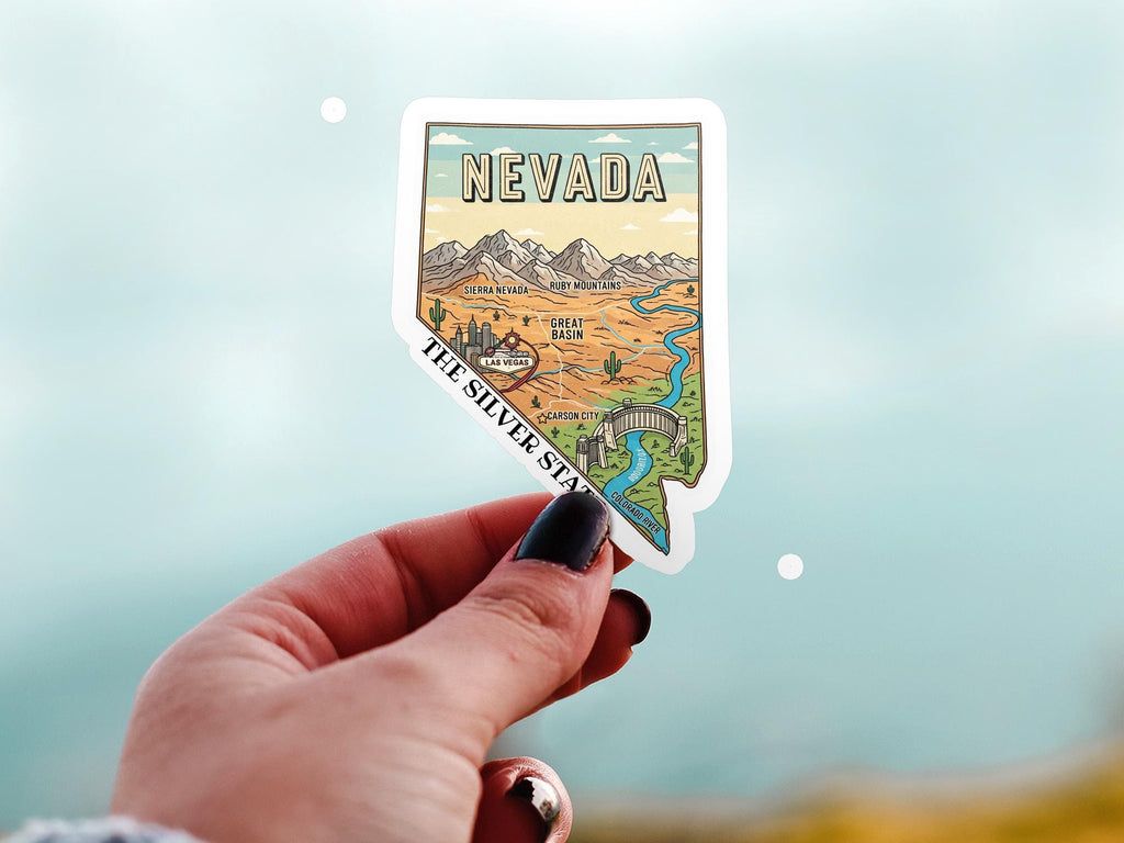 Nevada State Sticker, USA Kiss-Cut Vinyl, Landmark Waterproof Decal, United States Travel Collection