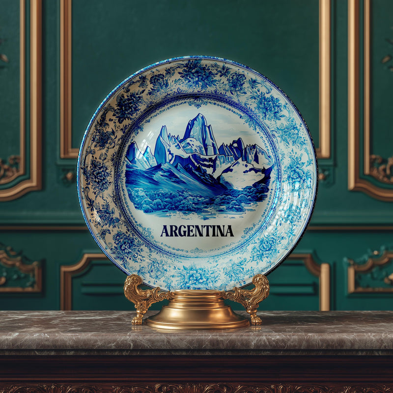 Argentina Decorative Plate, Delft Vintage Home Decor Personalized Gift Travel Housewarming