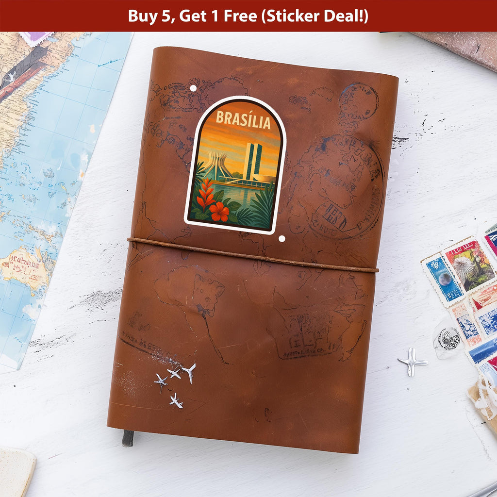 Brasilia Brazil Sticker, Vintage City Vinyl Decal, Retro Travel Lover Collection, Journal Scrapbook