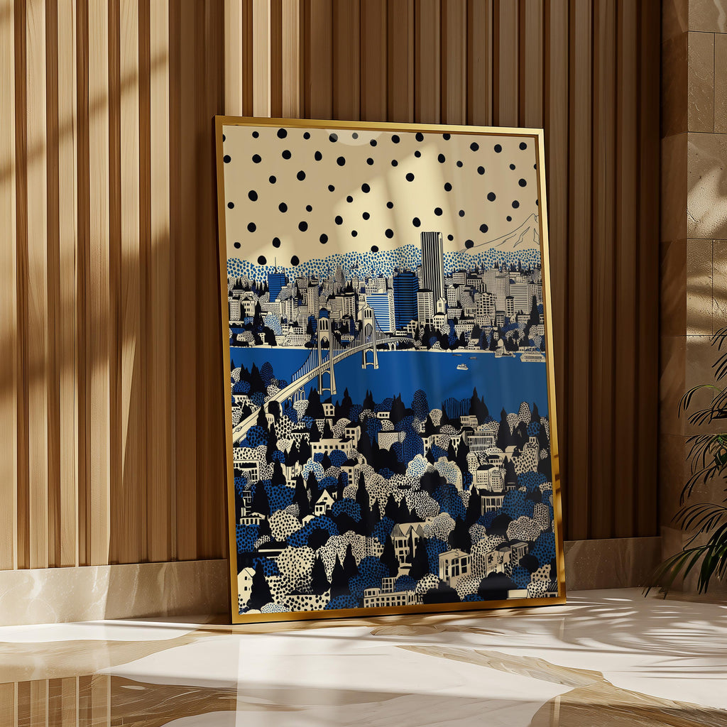 Portland Oregon Wall Art Print, Pop Art Modern Poster Japanese Travel Gift Canvas