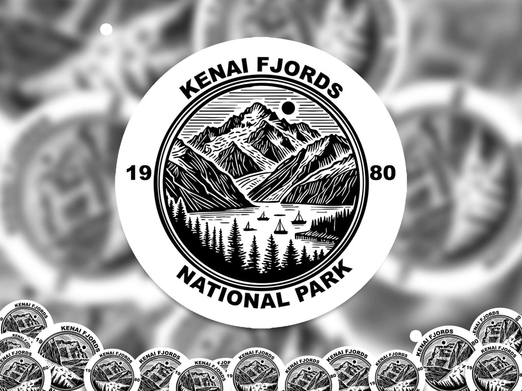 Kenai Fjord National Park Sticker, Kiss-Cut Vinyl, Waterproof USA Decal Badge Collection