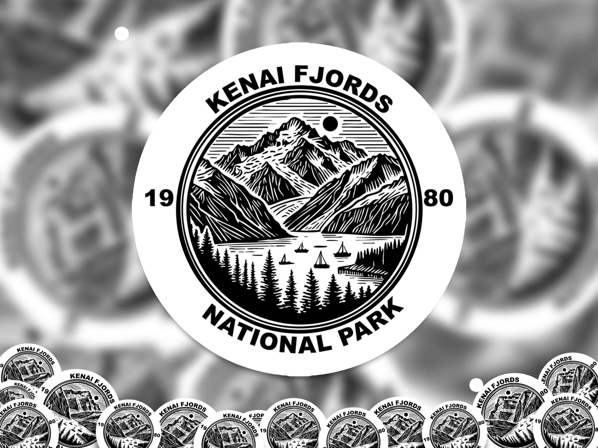 Kenai Fjord National Park Sticker, Kiss-Cut Vinyl, Waterproof USA Decal Badge Collection