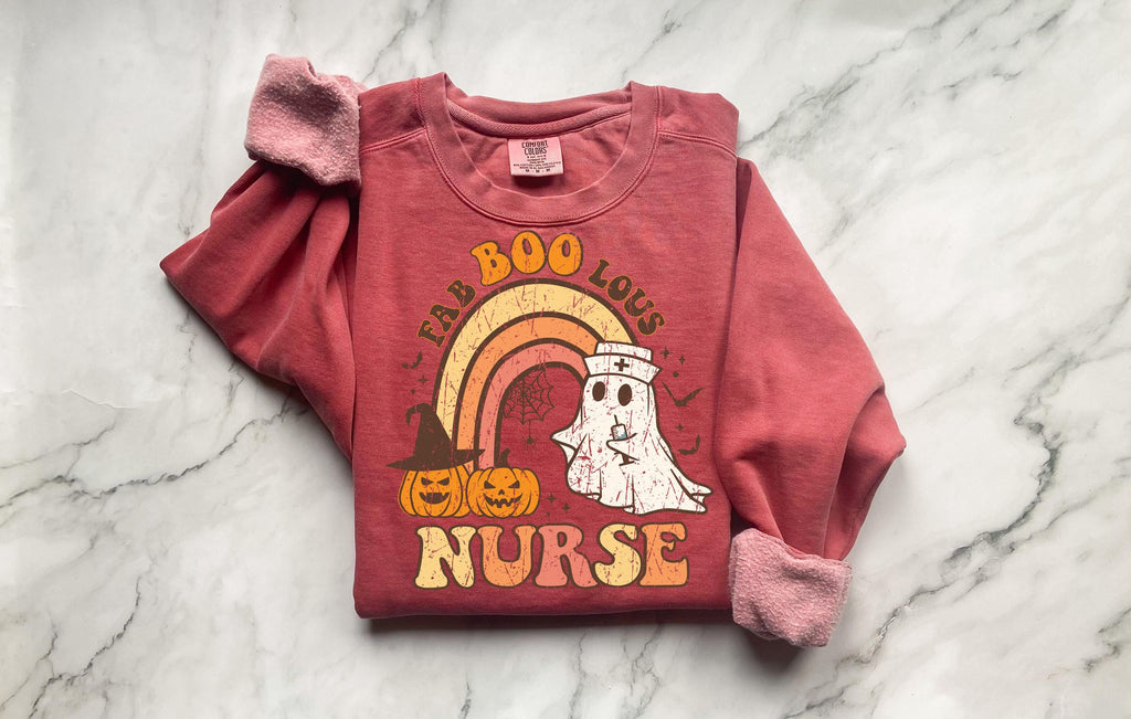Faboolous Nurse Halloween Sweatshirt, Spooky RN Fall Top Cozy Autumn Pullover, Cute Retro Gift for Nurse
