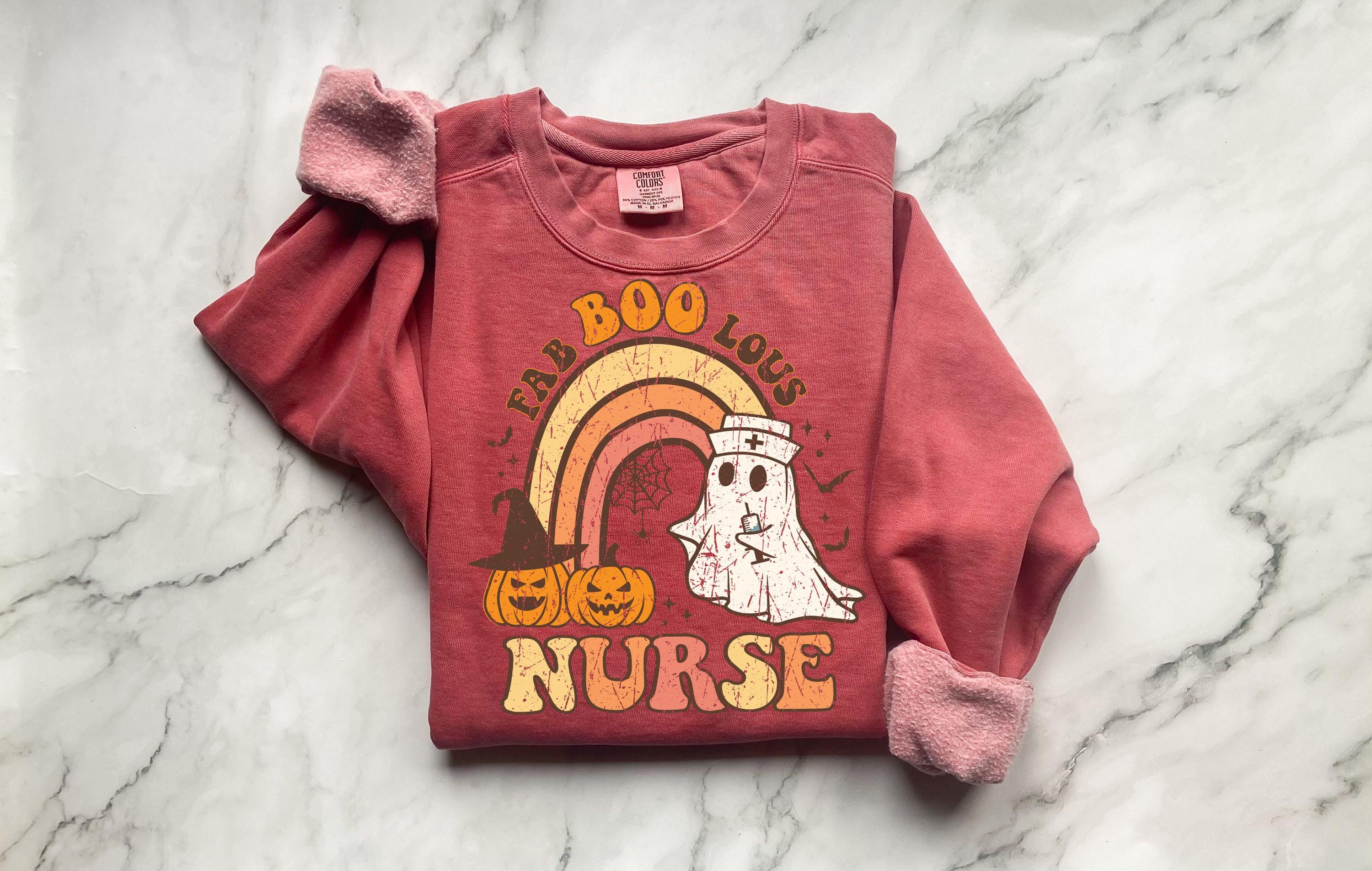 Faboolous Nurse Halloween Sweatshirt, Spooky RN Fall Top Cozy Autumn Pullover, Cute Retro Gift for Nurse