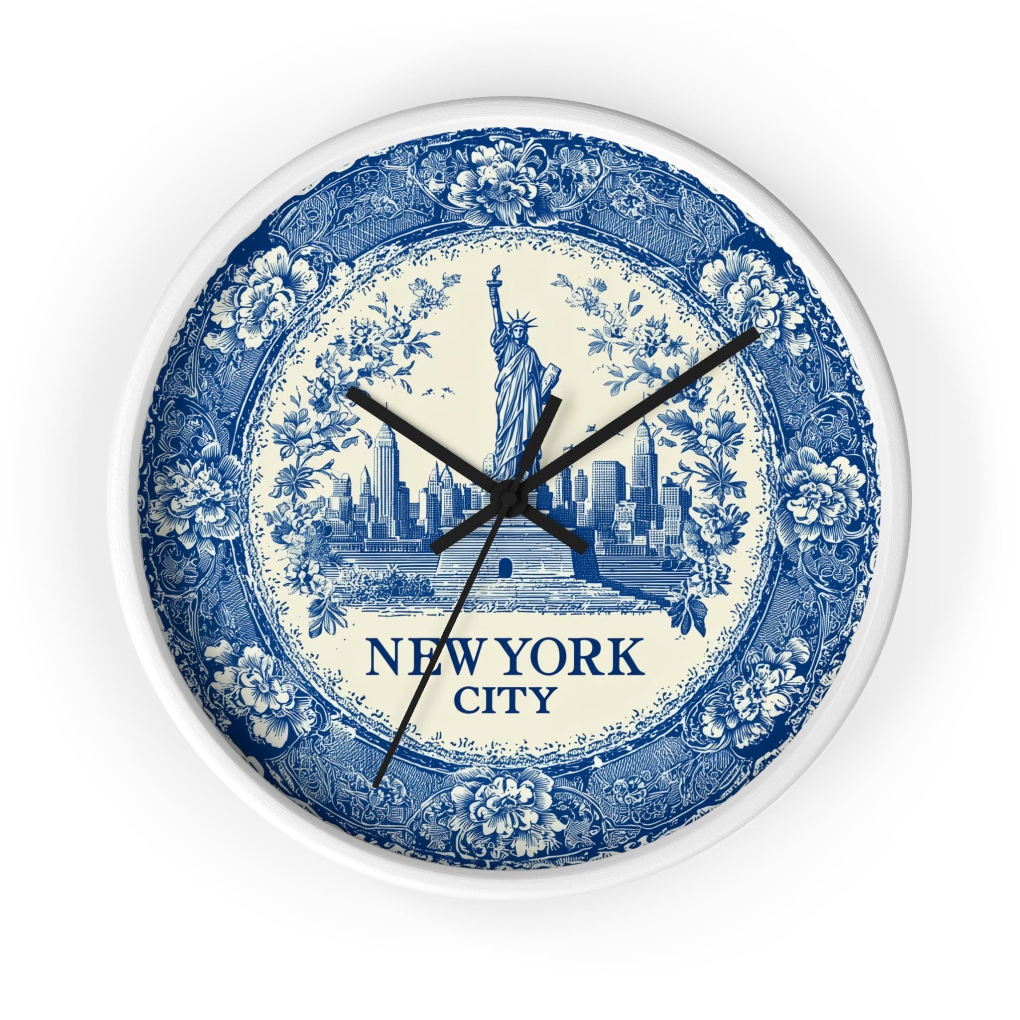 New York City Wall Clock, Delf style Home Decor, Vintage City Travel Keepsake Art