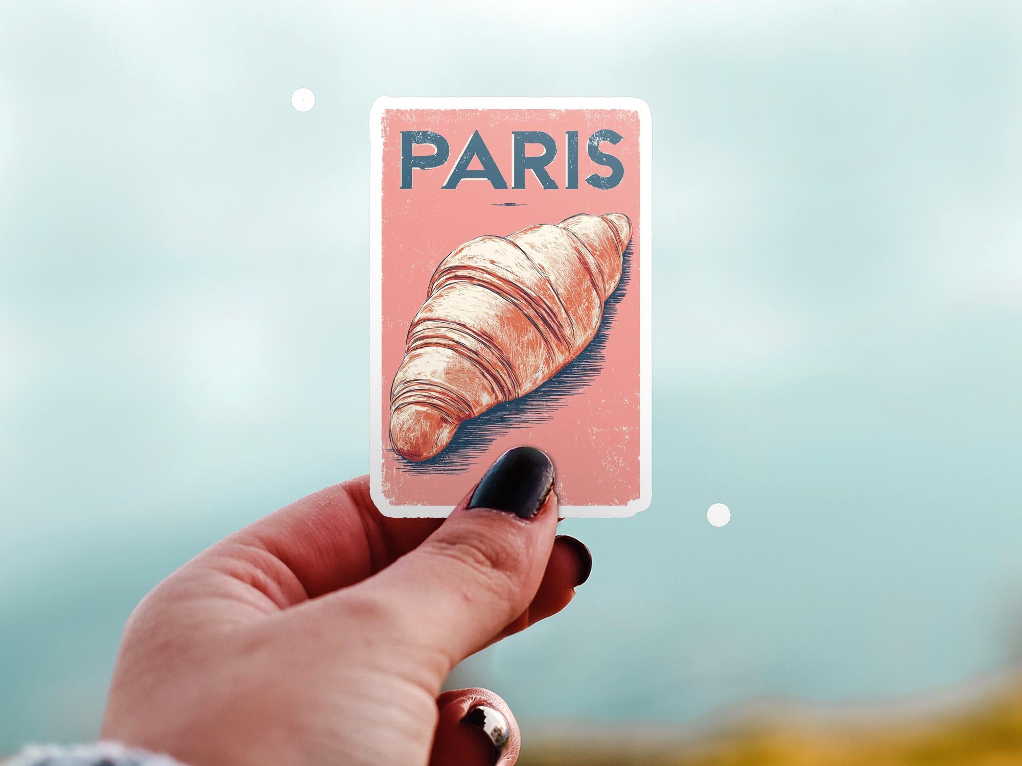Paris Croissant Kiss-Cut Vinyl, Waterproof Decal, Retro Travel Lover Collection
