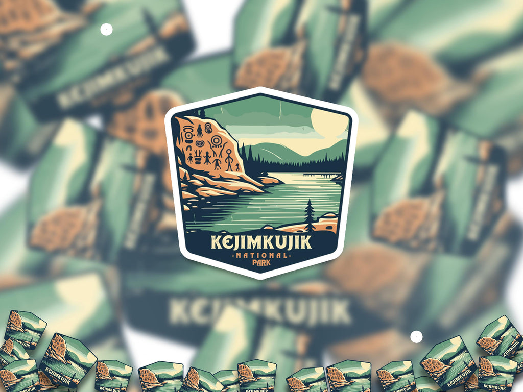 Kejimkujik National Park Sticker, Vinyl Canada Nova Scotia, Retro Water Bottle Decal Hiking