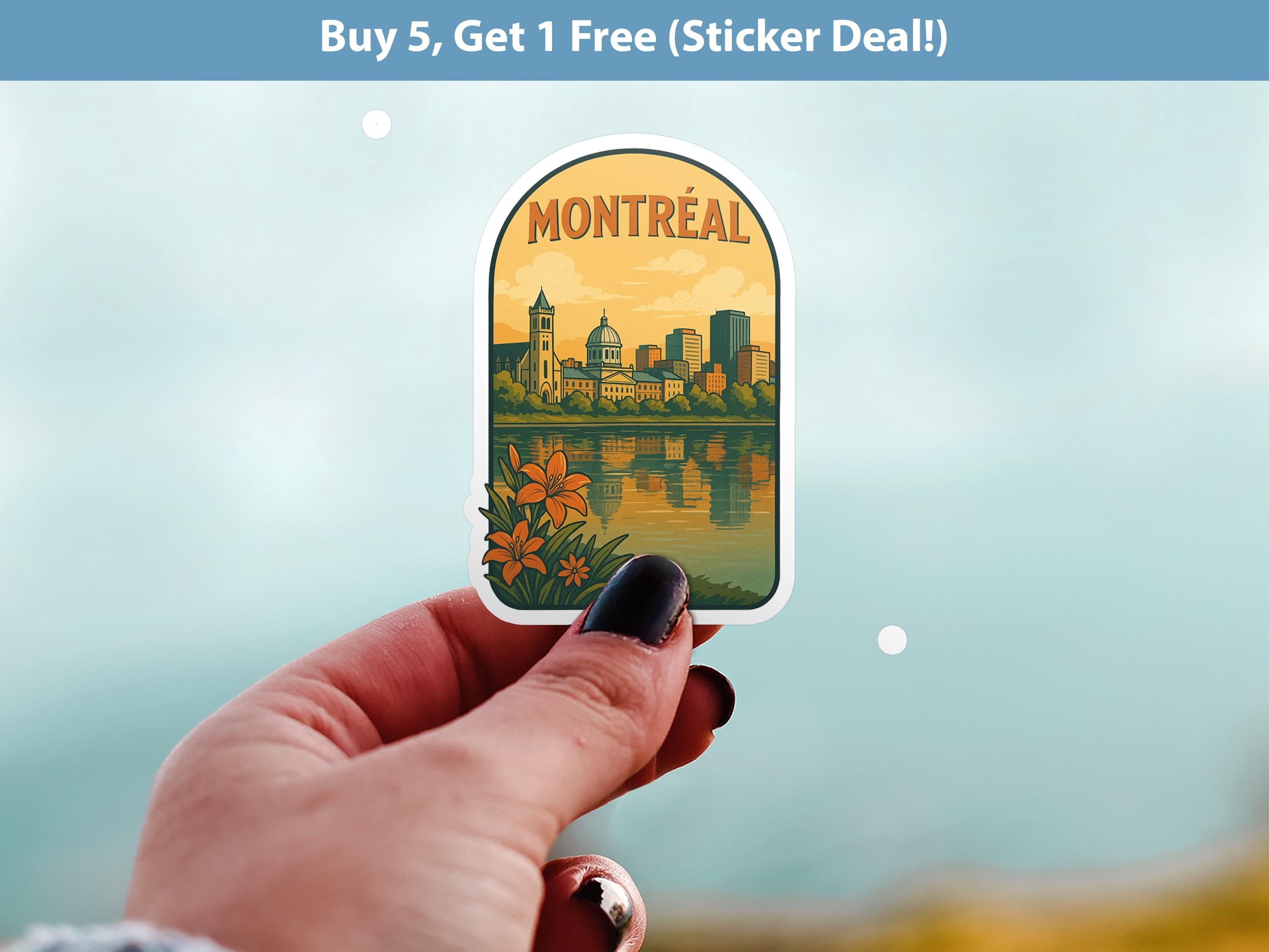 Montreal Canada Sticker, Vintage City Vinyl Decal, Retro Travel Lover Collection, Journal Scrapbook