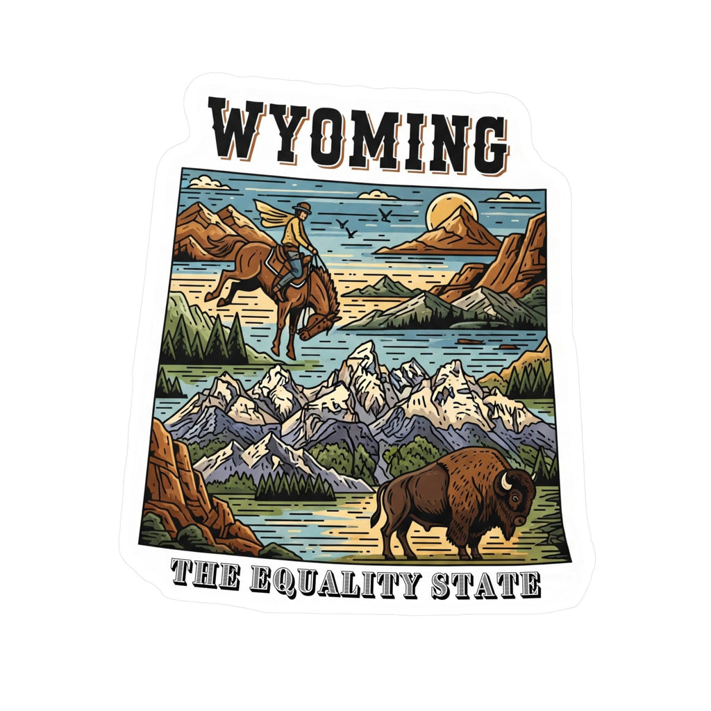 Wyoming State Sticker, USA Kiss-Cut Vinyl, Landmark Waterproof Decal, United States Travel Collection
