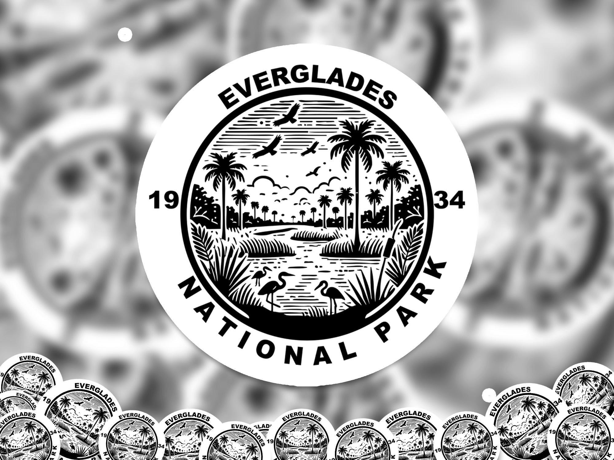 Everglades National Park Sticker, Kiss-Cut Vinyl, Waterproof USA Decal Badge Collection