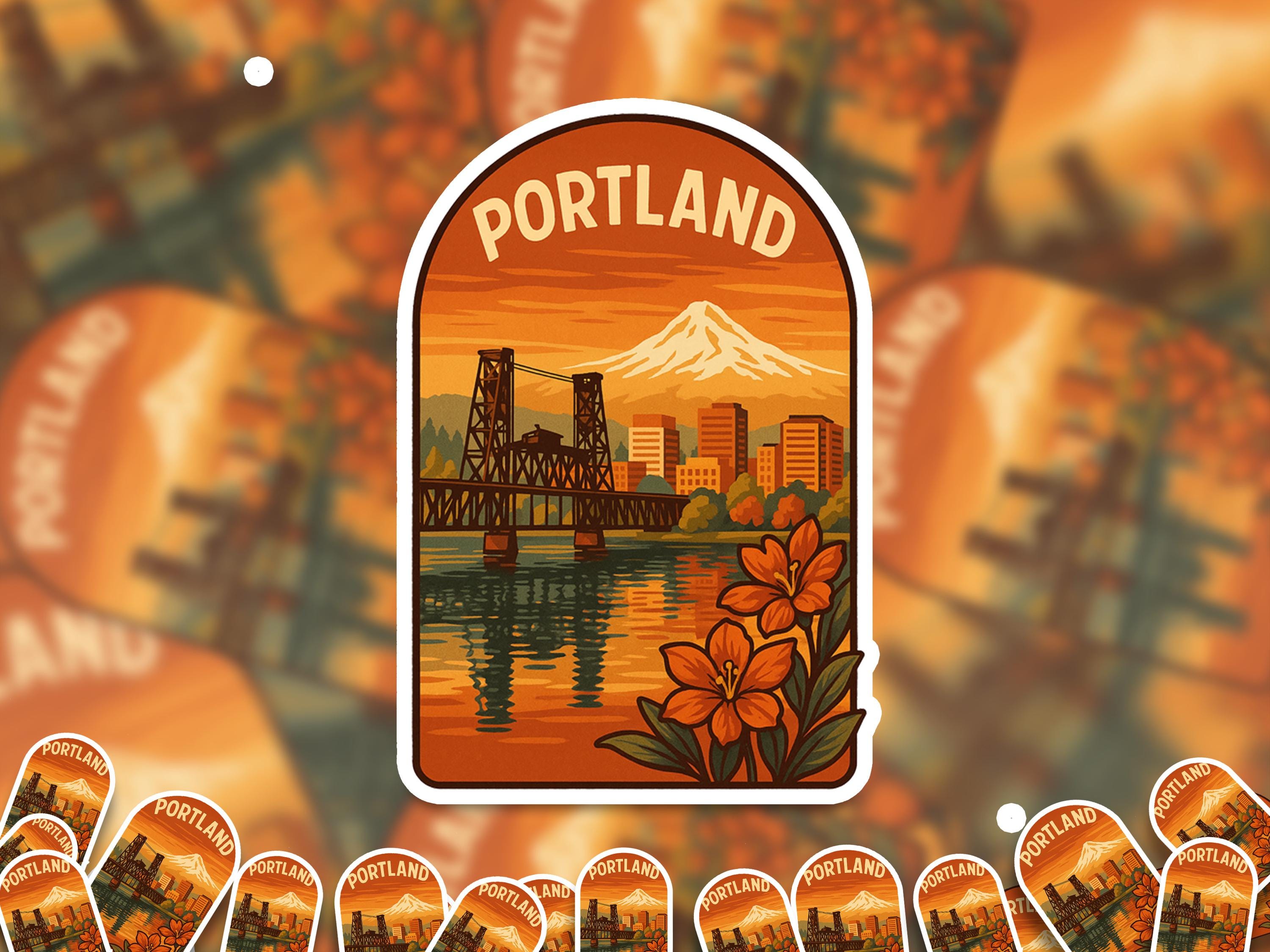 Portland Oregon Sticker, Vintage City Vinyl Decal, Retro Travel Lover Collection, Journal Scrapbook