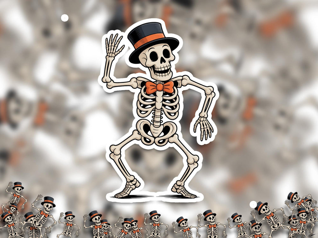 Dancing Skeleton Sticker, Spooky Halloween Waterproof Decal for tumbler, kindle