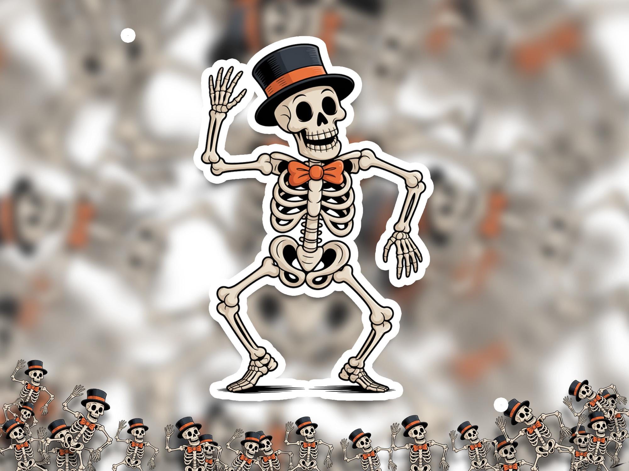 Dancing Skeleton Sticker, Spooky Halloween Waterproof Decal for tumbler, kindle
