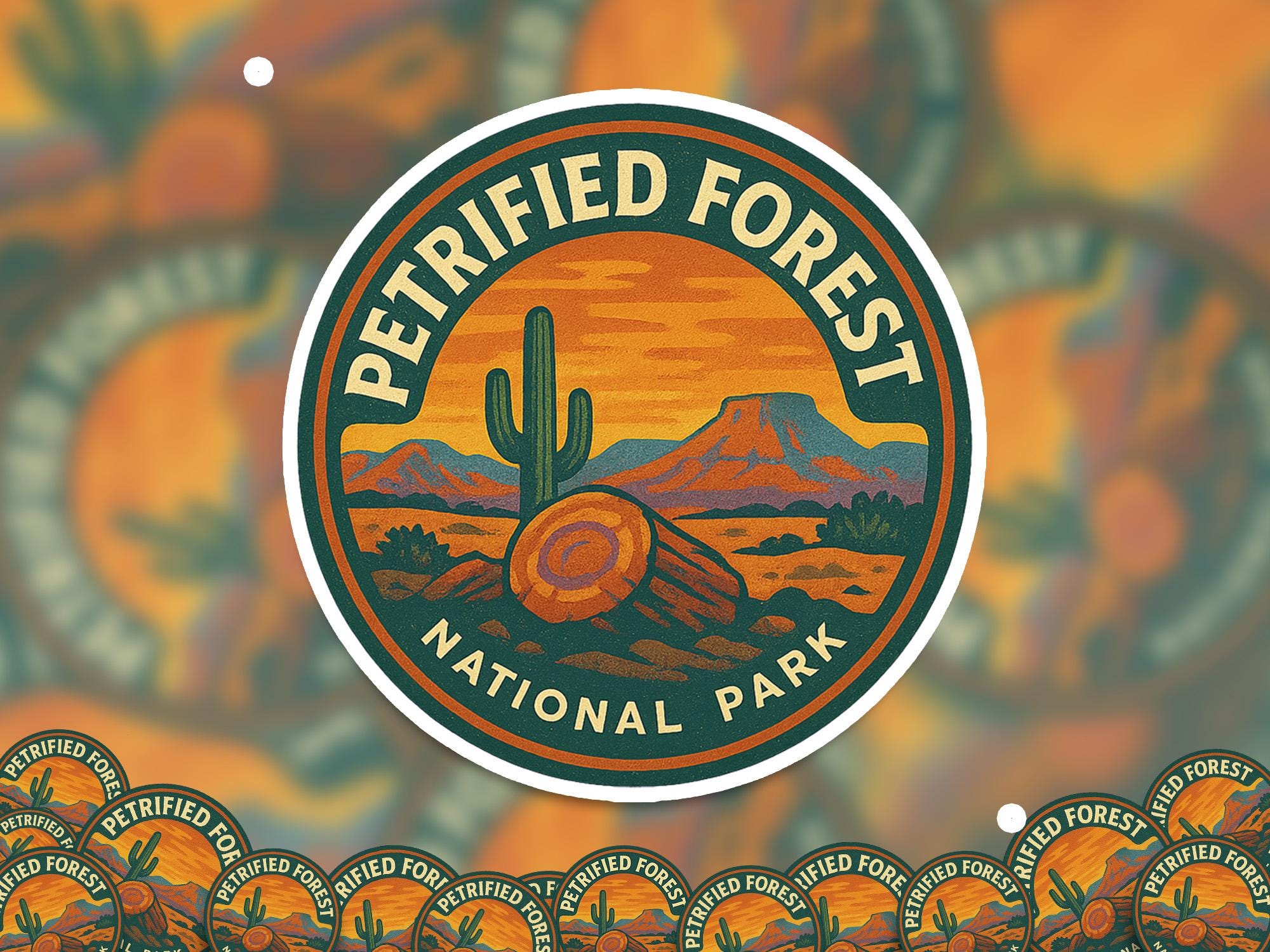 Petrified Forest National Park Sticker, Retro Vinyl Waterproof Decal, Vintage USA Travel Collection