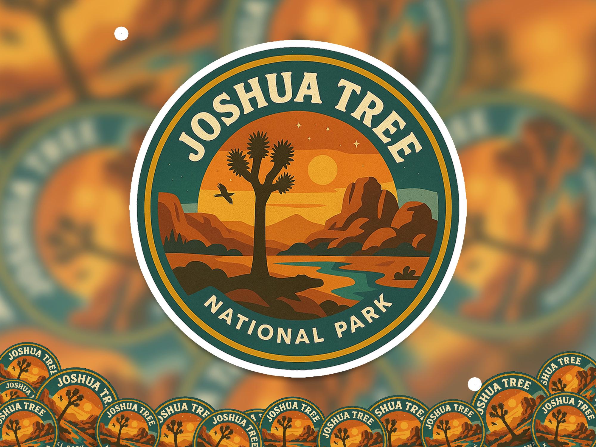 Joshua Tree National Park Sticker Kiss-Cut Vinyl, Waterproof Decal, Retro Travel Lover Collection